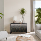 TESSELATED GRAYISH 2-Door Sideboard in Black Finish