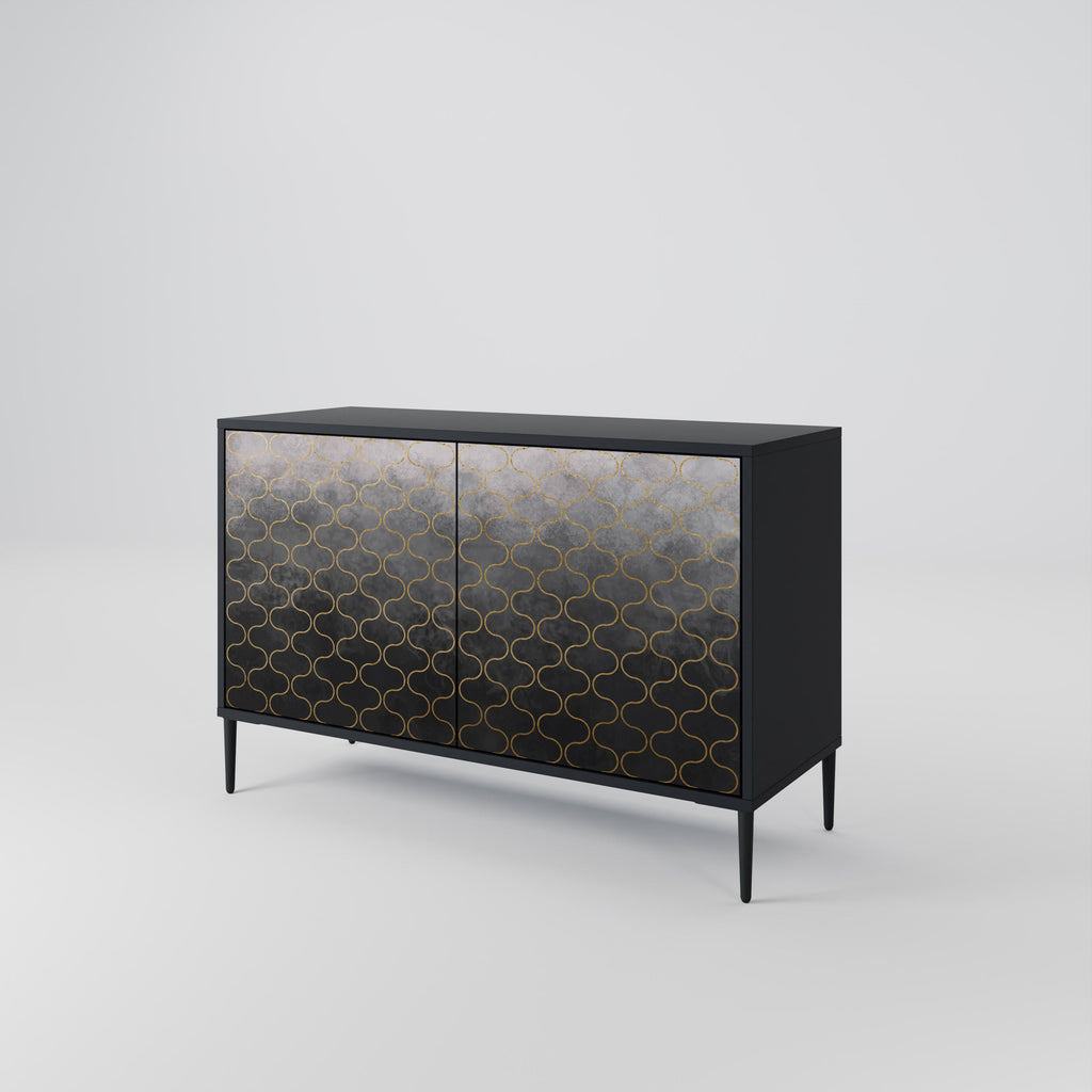 TESSELATED GRAYISH Sideboard mit 2 Türen in schwarzem Finish