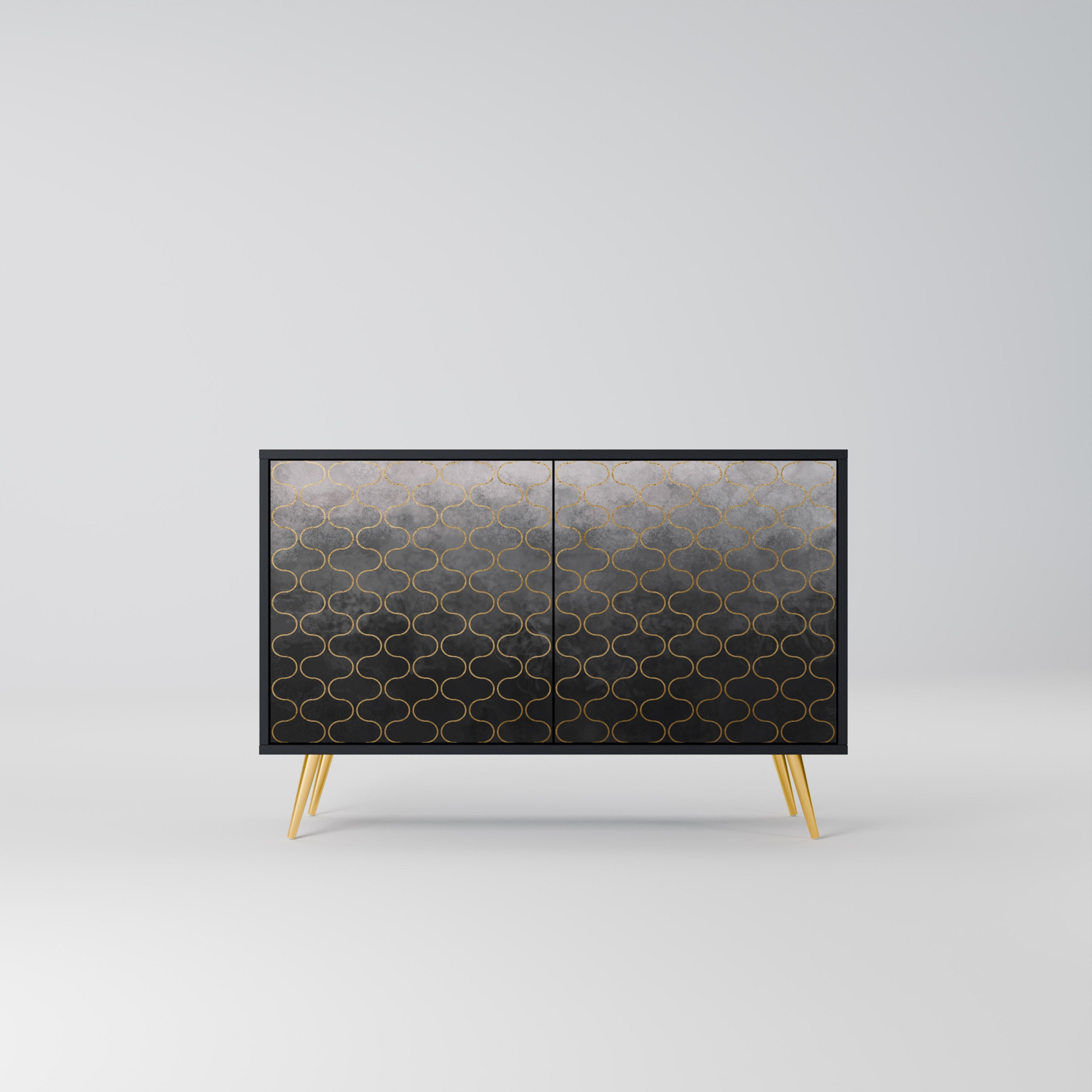 TESSELATED GRAYISH Sideboard mit 2 Türen in Schwarz