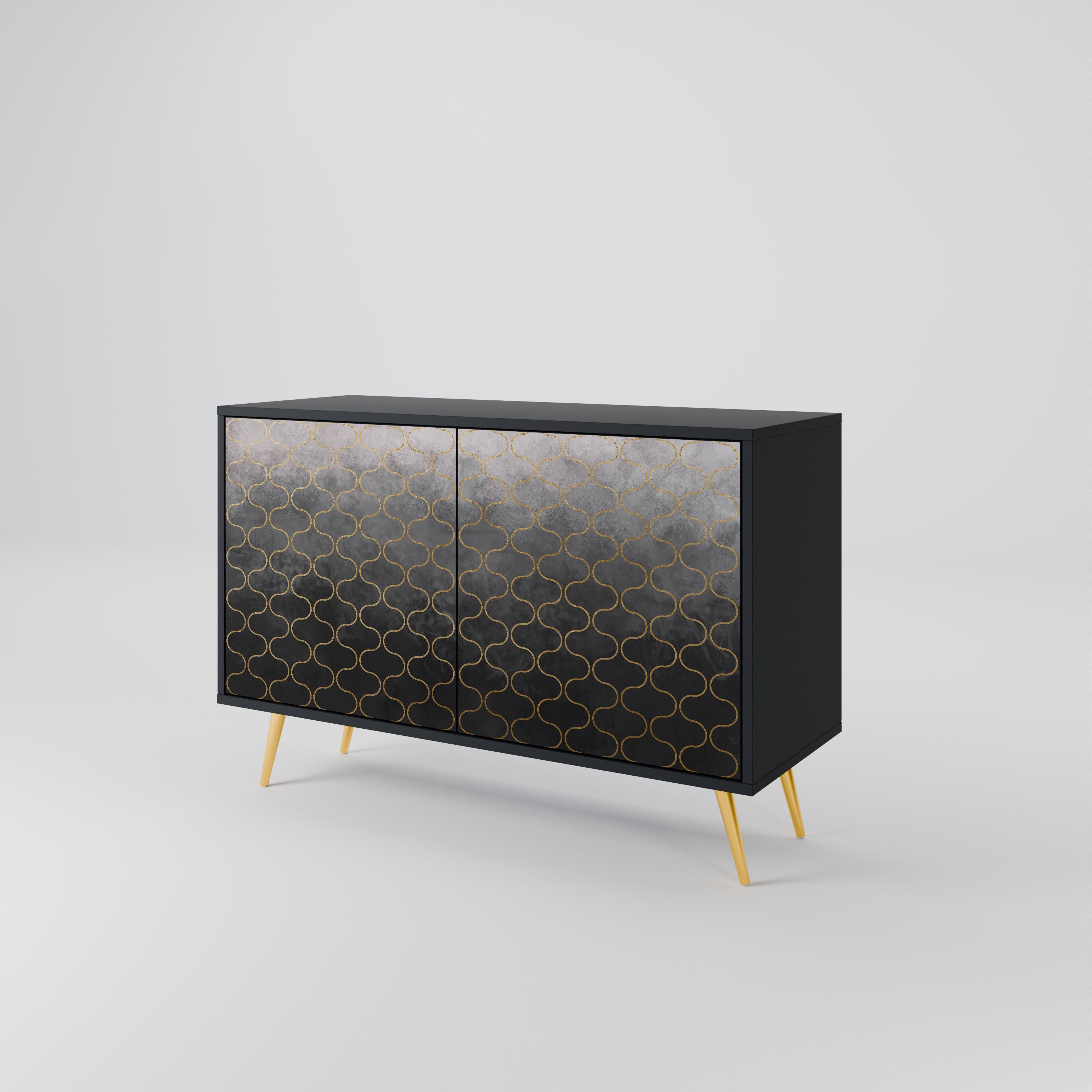 TESSELATED GRAYISH Sideboard mit 2 Türen in schwarzem Finish
