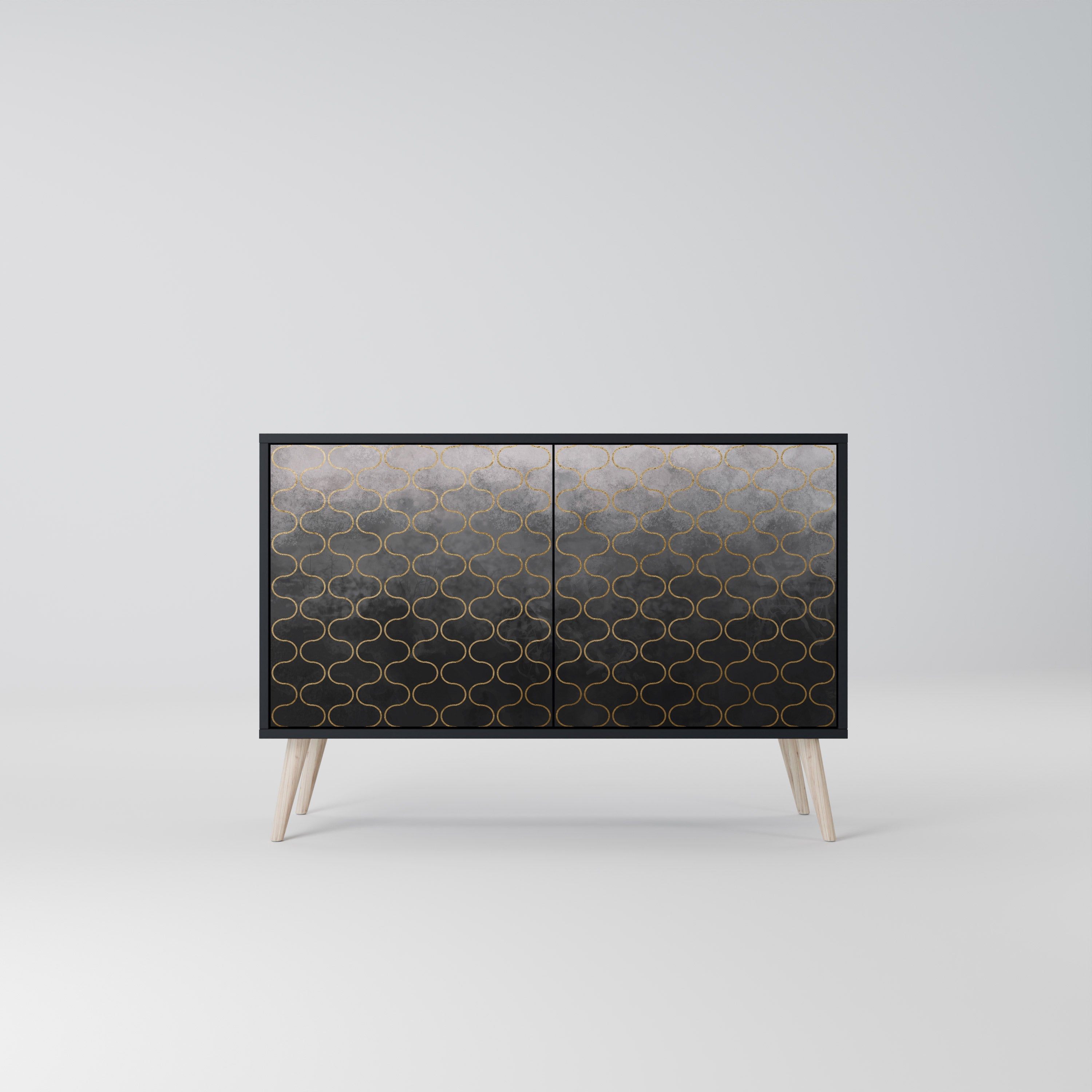 TESSELATED GRAYISH Sideboard mit 2 Türen in Schwarz