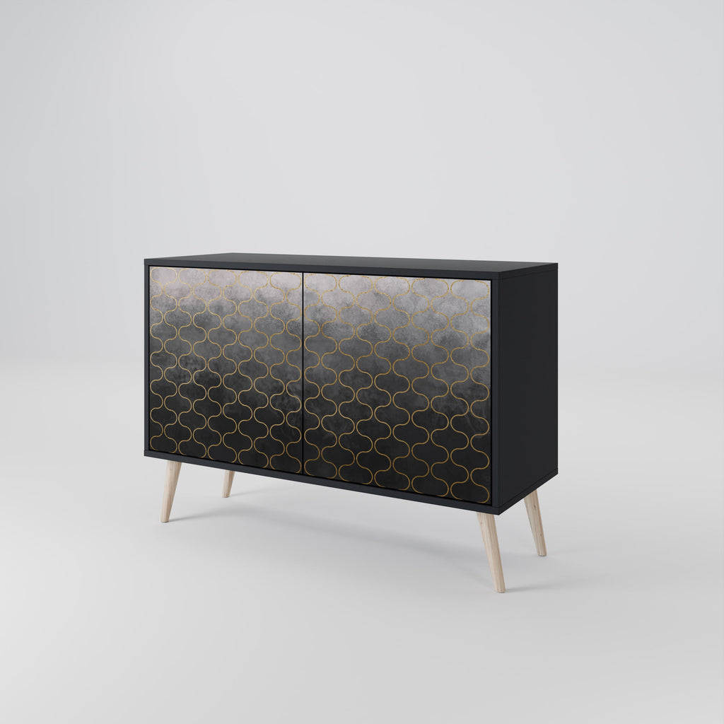 TESSELATED GRAYISH Sideboard mit 2 Türen in schwarzem Finish