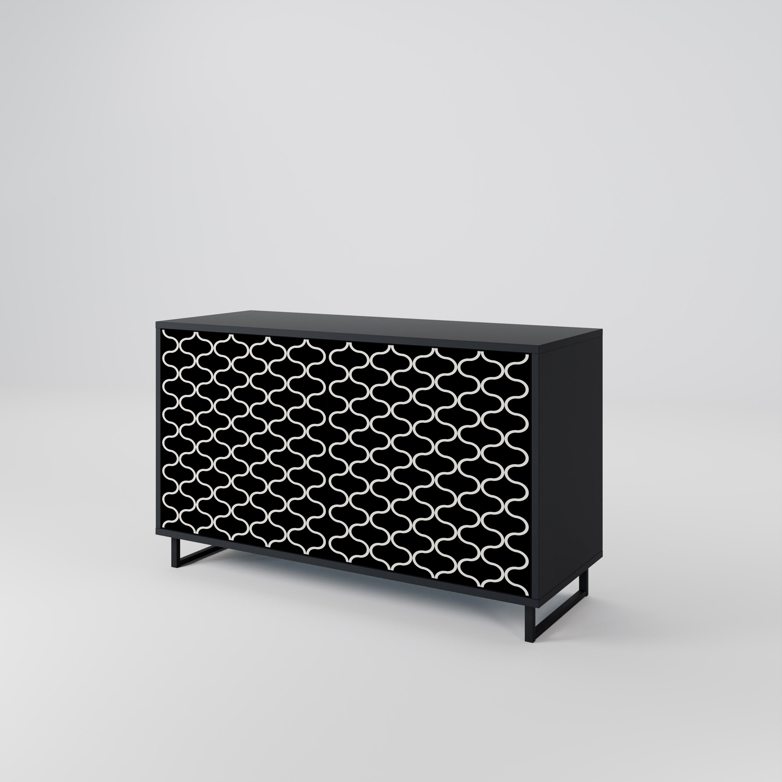 TESSELATED BLACKNESS Sideboard mit 2 Türen in schwarzem Finish