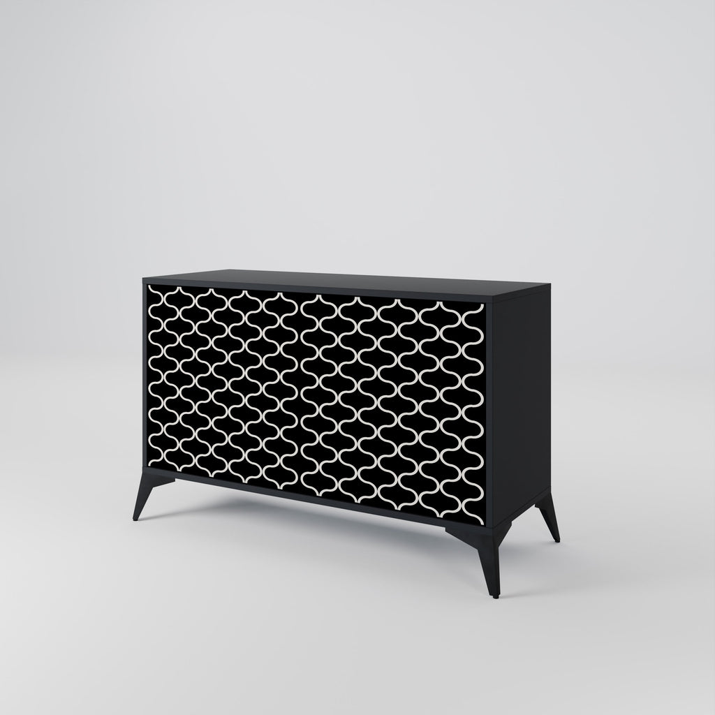 TESSELATED BLACKNESS Sideboard mit 2 Türen in schwarzem Finish