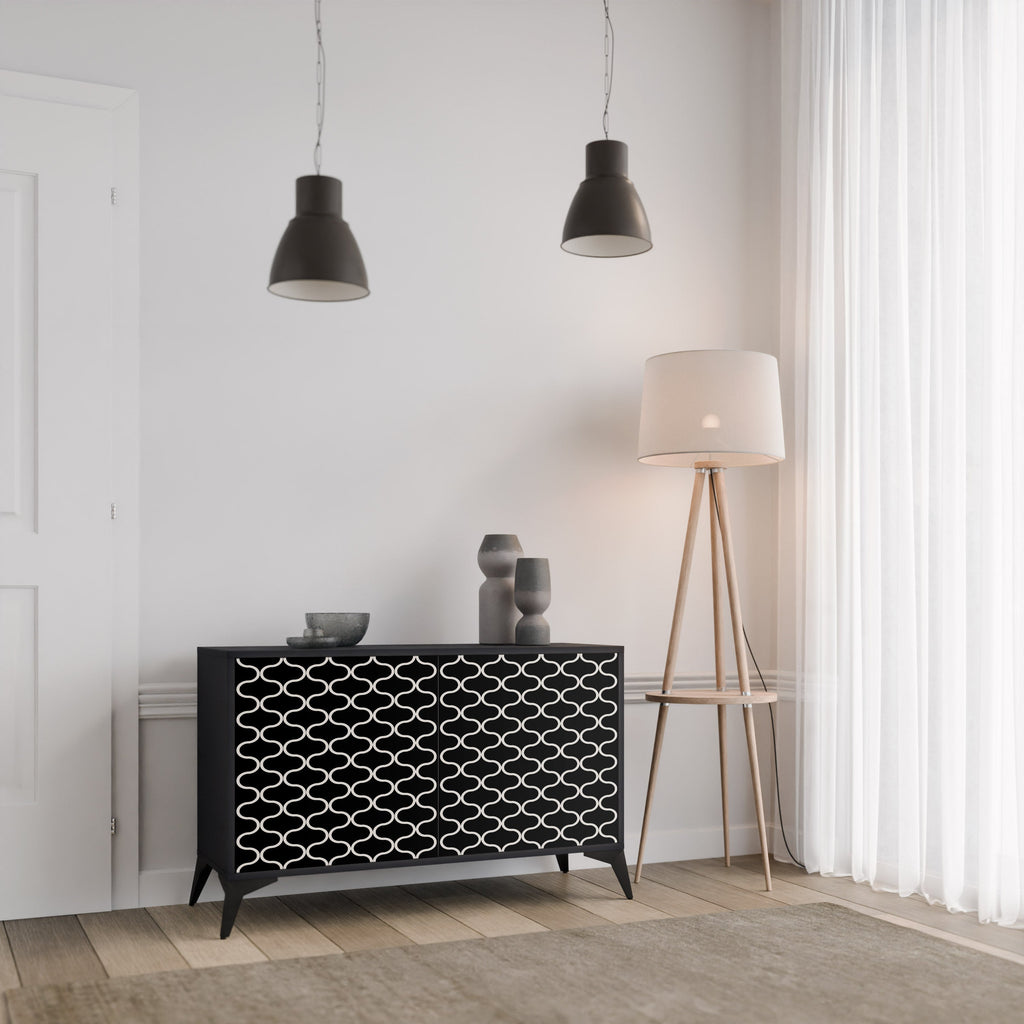 TESSELATED BLACKNESS Sideboard mit 2 Türen in schwarzem Finish