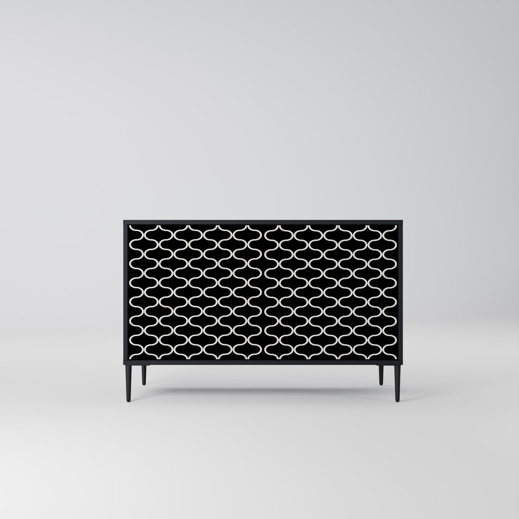 TESSELATED BLACKNESS Sideboard mit 2 Türen in schwarzem Finish