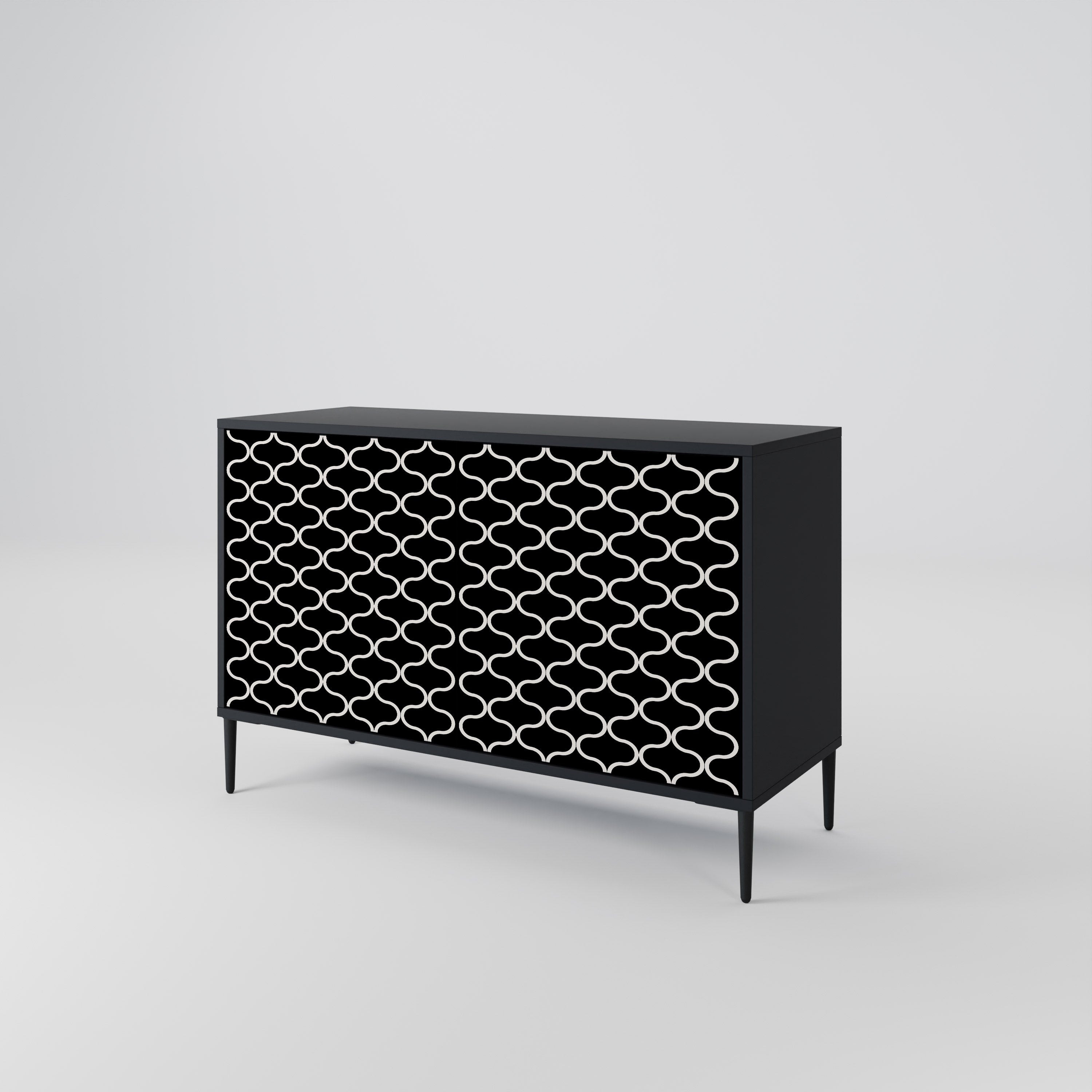 TESSELATED BLACKNESS Sideboard mit 2 Türen in schwarzem Finish