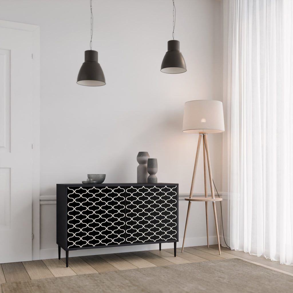 TESSELATED BLACKNESS Sideboard mit 2 Türen in schwarzem Finish