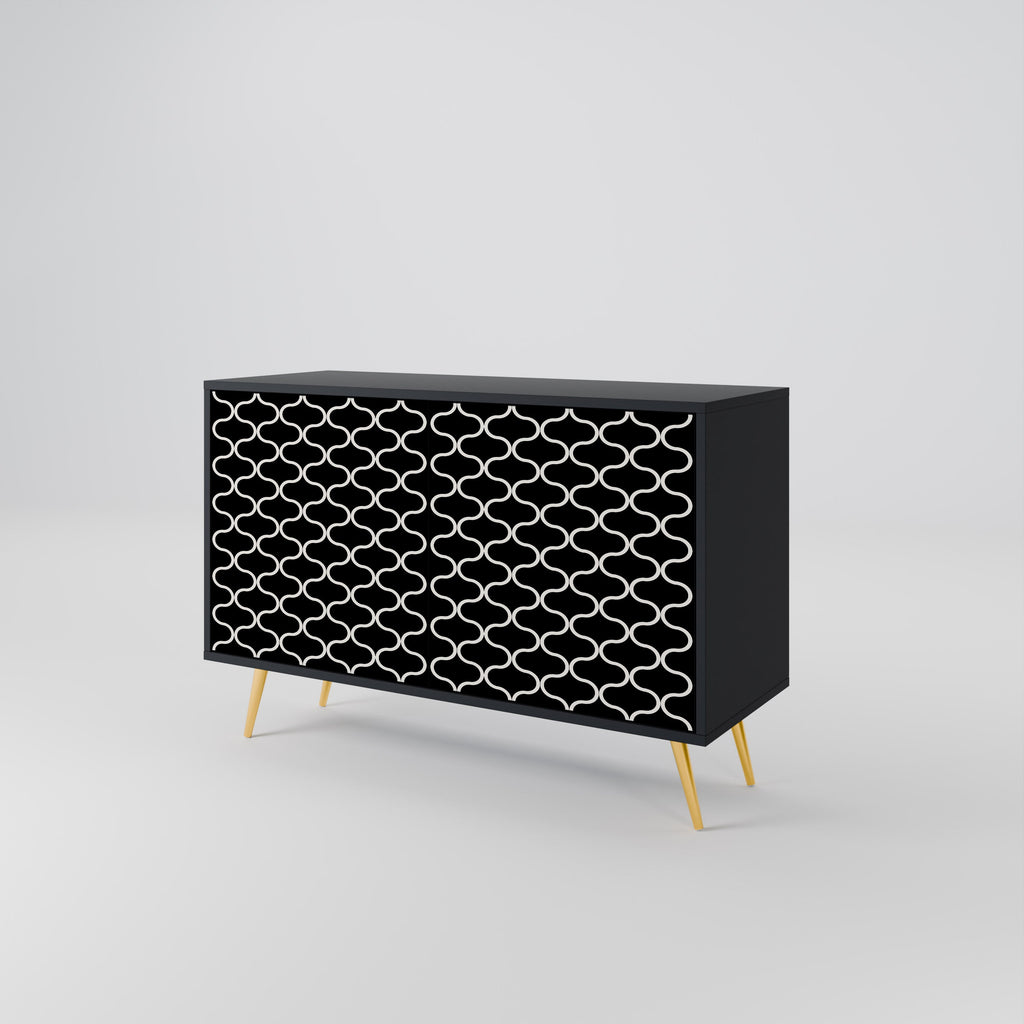 TESSELATED BLACKNESS Sideboard mit 2 Türen in schwarzem Finish