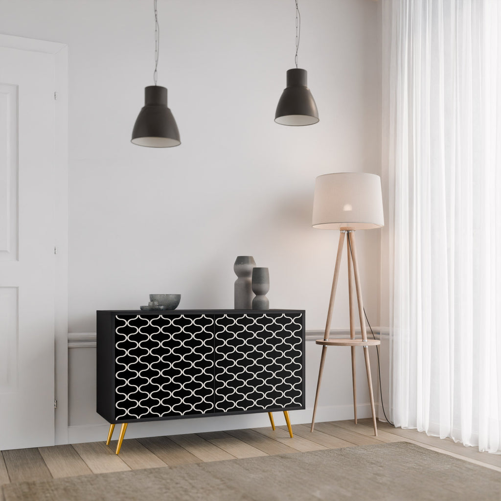 TESSELATED BLACKNESS Sideboard mit 2 Türen in schwarzem Finish