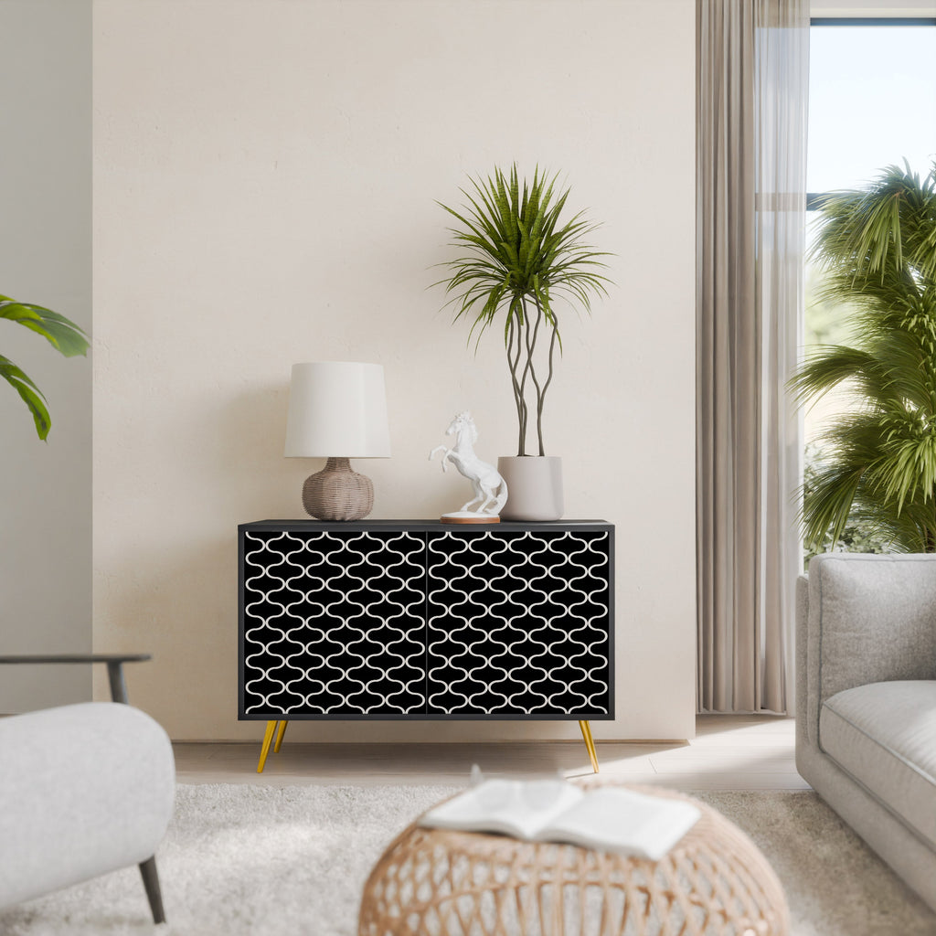 TESSELATED BLACKNESS Sideboard mit 2 Türen in schwarzem Finish