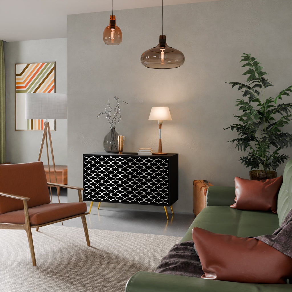 TESSELATED BLACKNESS Sideboard mit 2 Türen in schwarzem Finish