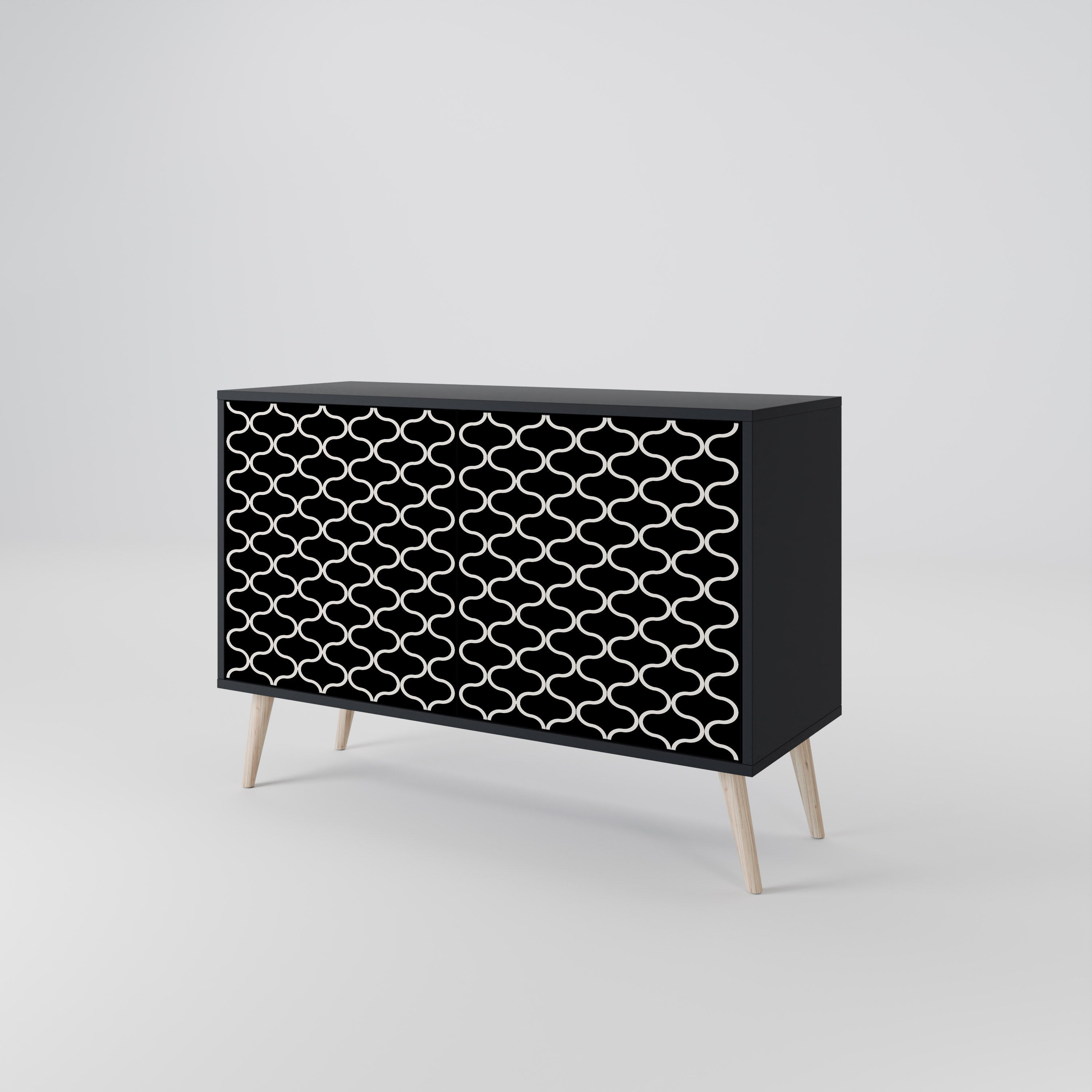 TESSELATED BLACKNESS Sideboard mit 2 Türen in schwarzem Finish