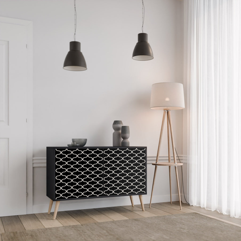 TESSELATED BLACKNESS Sideboard mit 2 Türen in schwarzem Finish