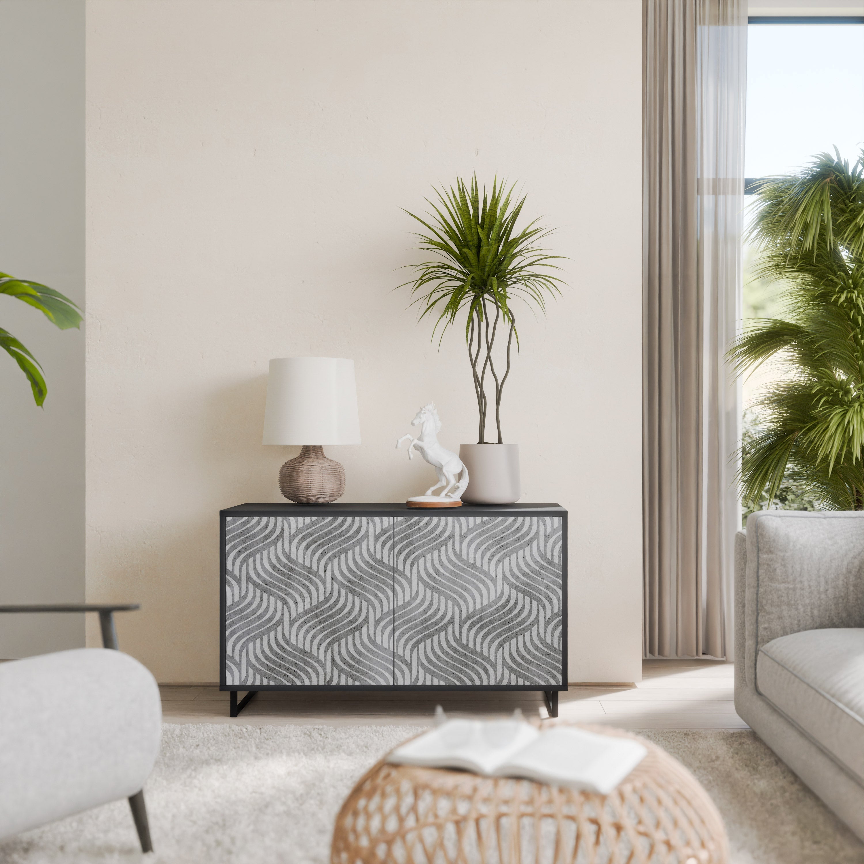 CONCRETE MOVEMENT Sideboard mit 2 Türen in Schwarz