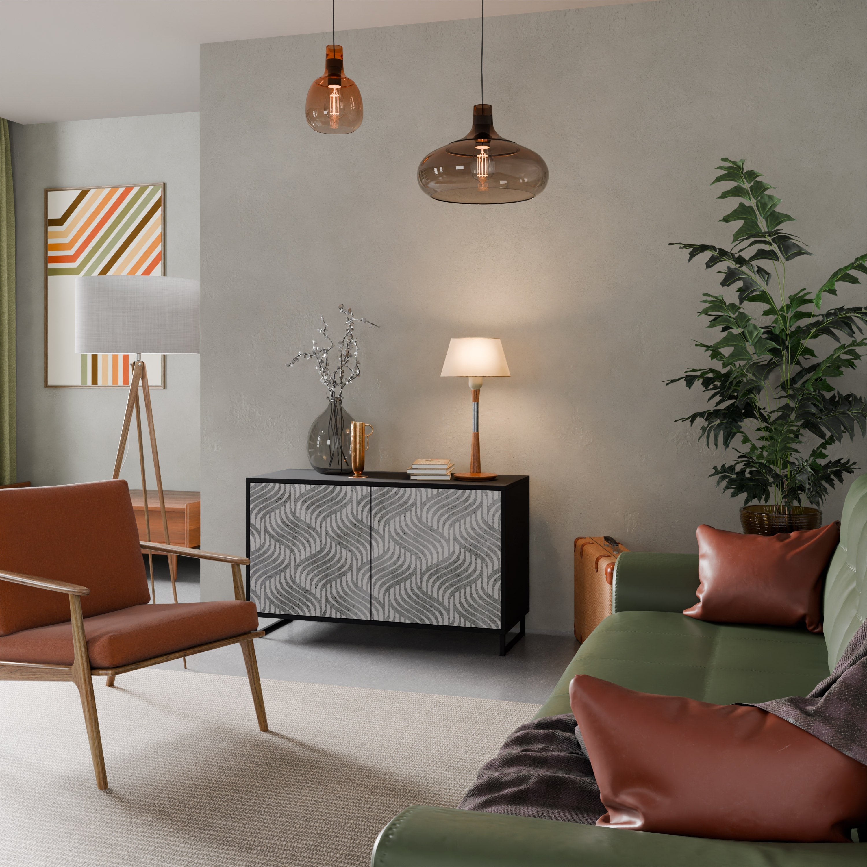 CONCRETE MOVEMENT Sideboard mit 2 Türen in Schwarz