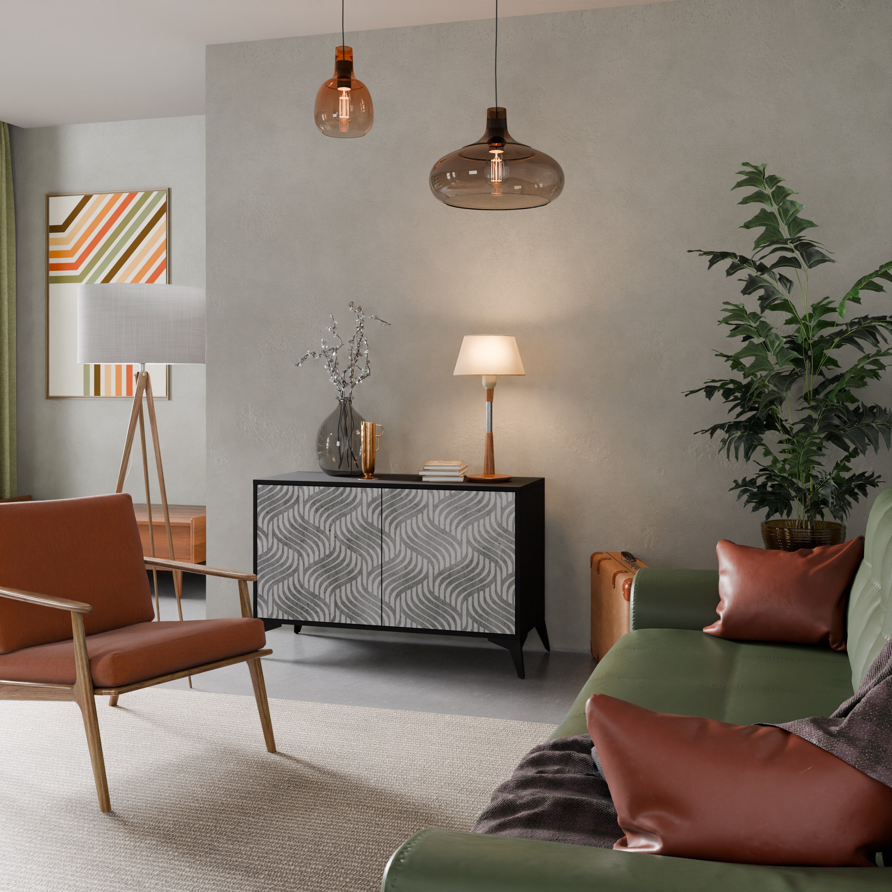 CONCRETE MOVEMENT Sideboard mit 2 Türen in Schwarz