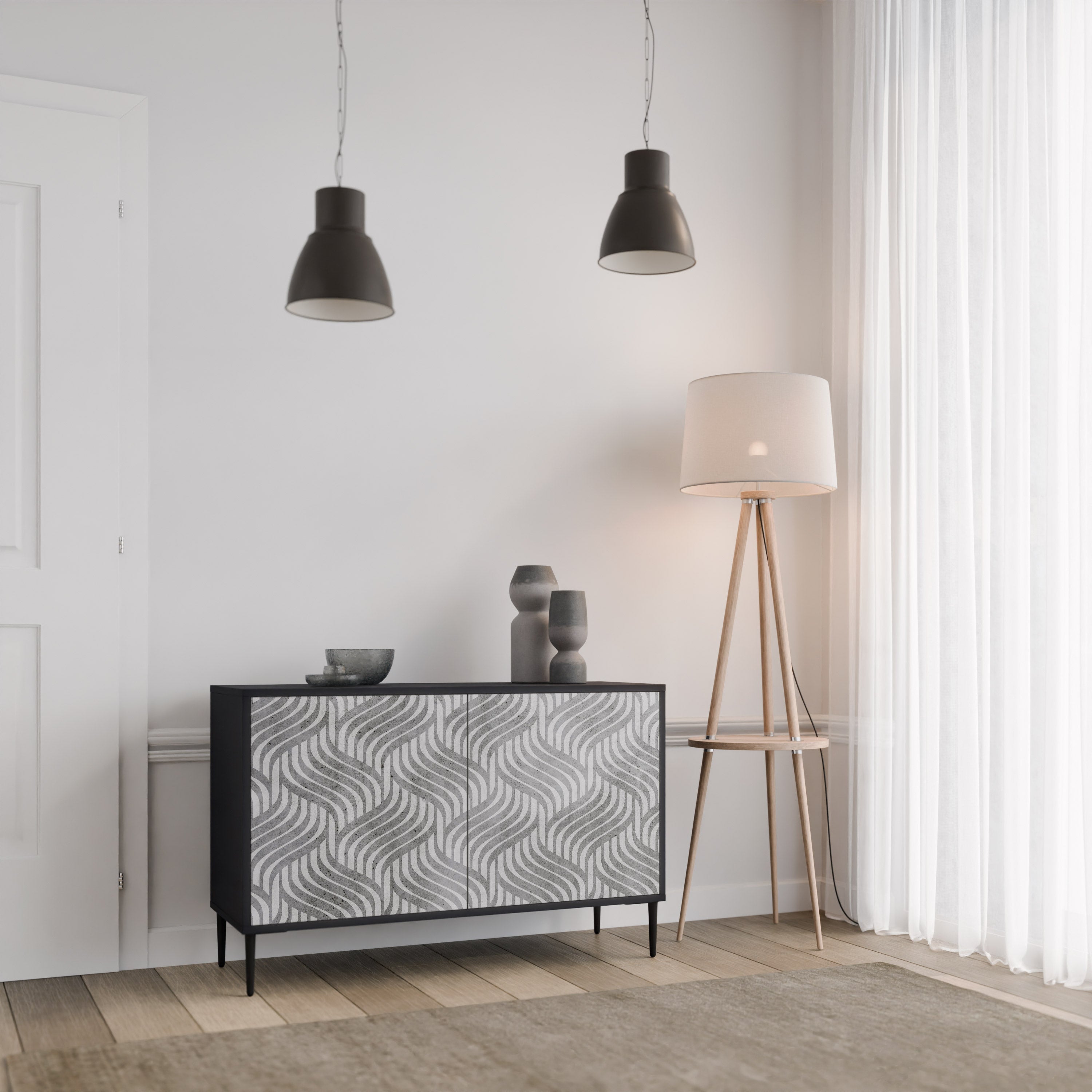 CONCRETE MOVEMENT Sideboard mit 2 Türen in Schwarz