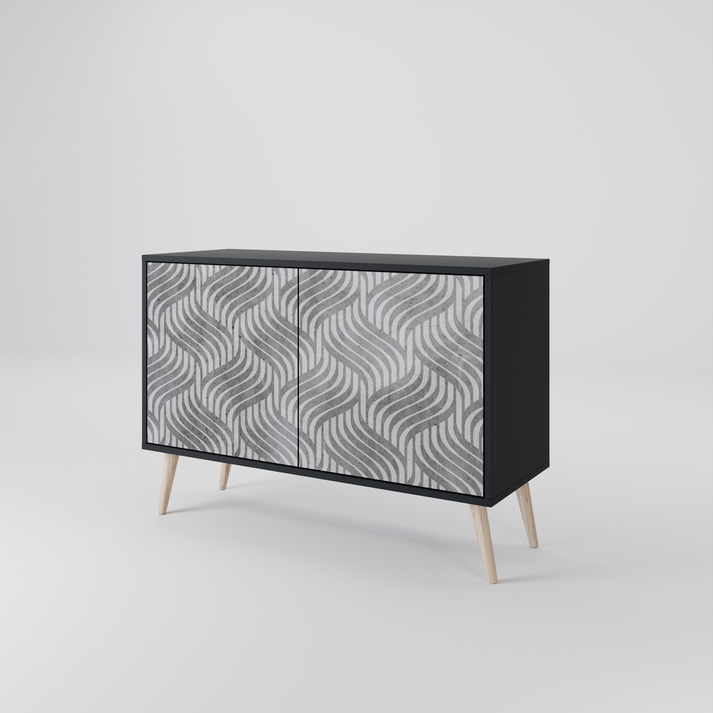 CONCRETE MOVEMENT Sideboard mit 2 Türen in Schwarz