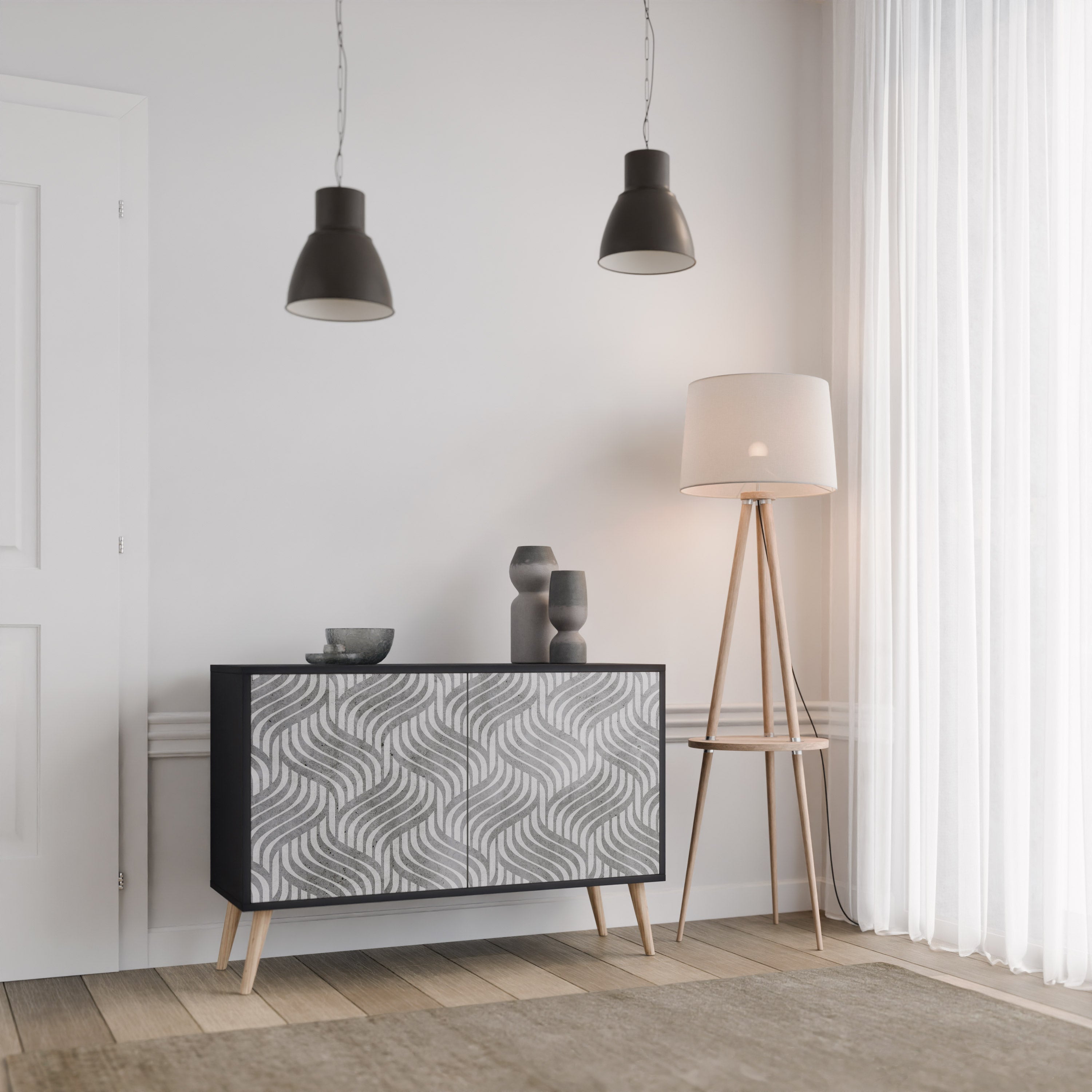 CONCRETE MOVEMENT Sideboard mit 2 Türen in Schwarz