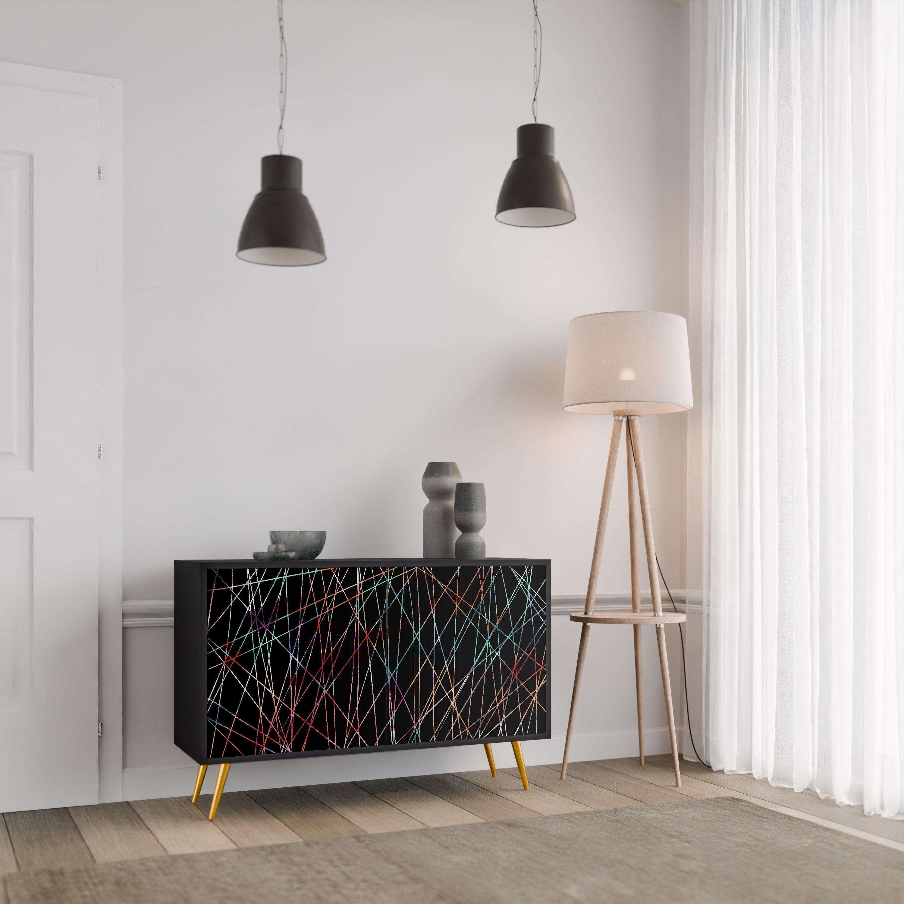 LUMINOUS SNARE Sideboard mit 2 Türen in Schwarz
