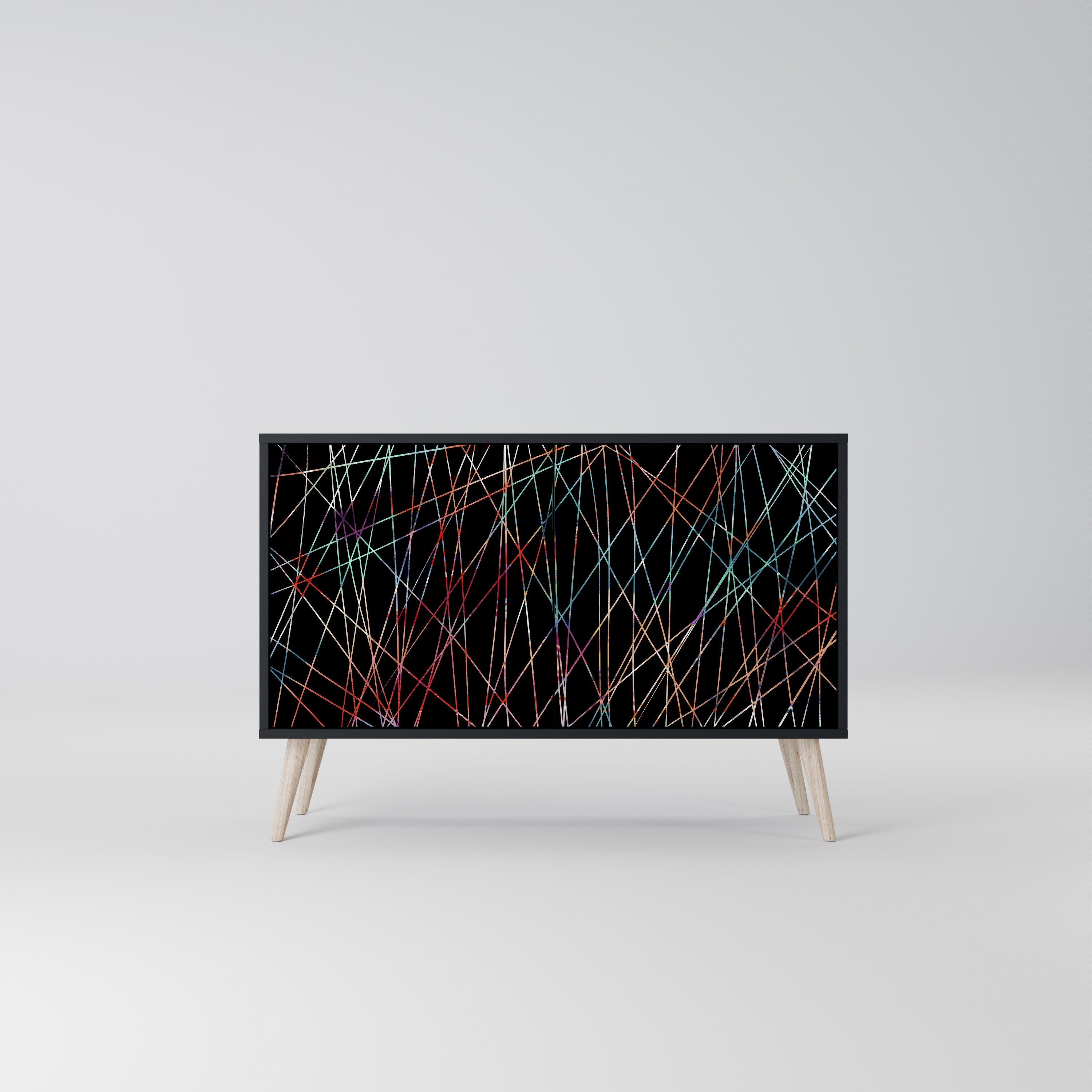 LUMINOUS SNARE Sideboard mit 2 Türen in Schwarz