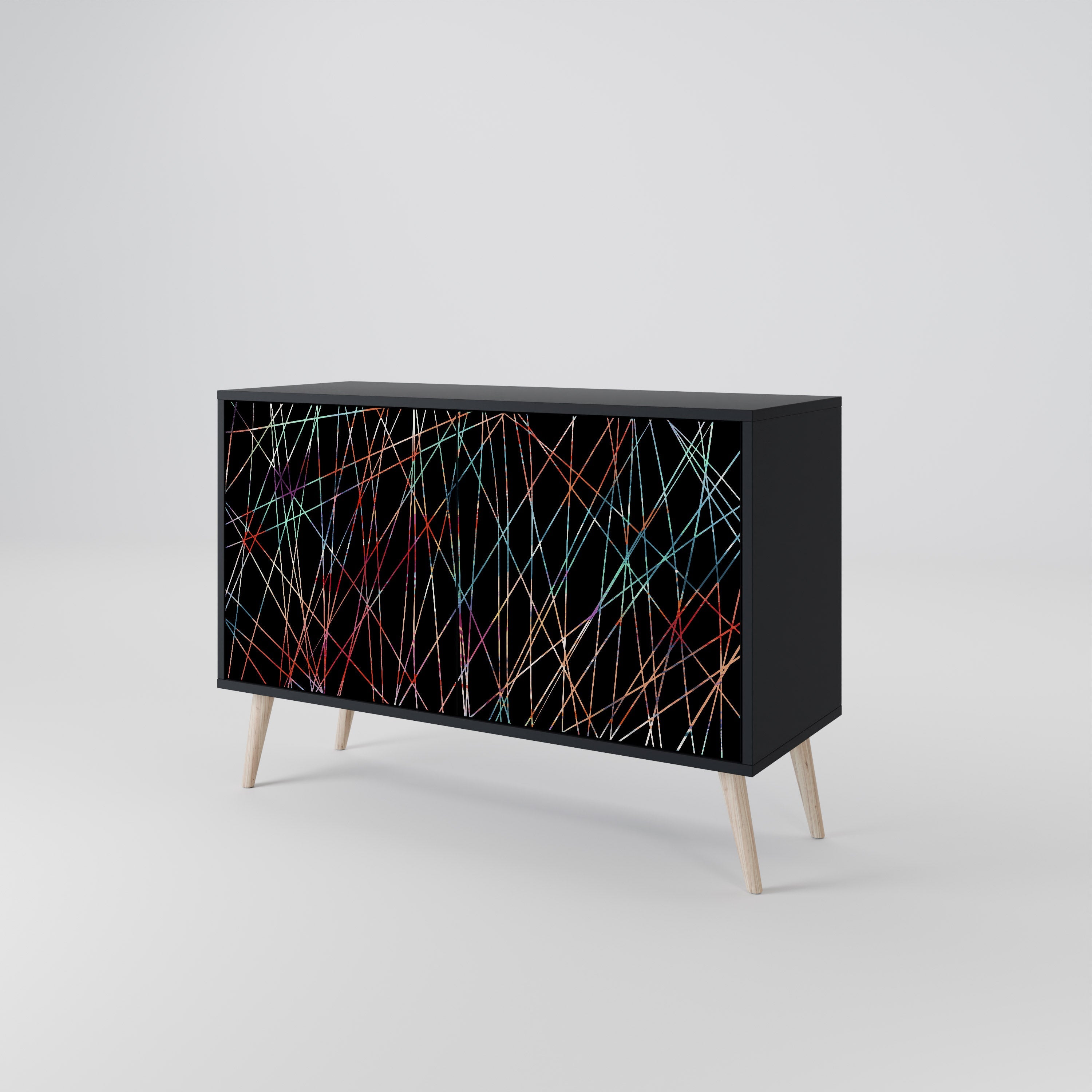 LUMINOUS SNARE Sideboard mit 2 Türen in Schwarz
