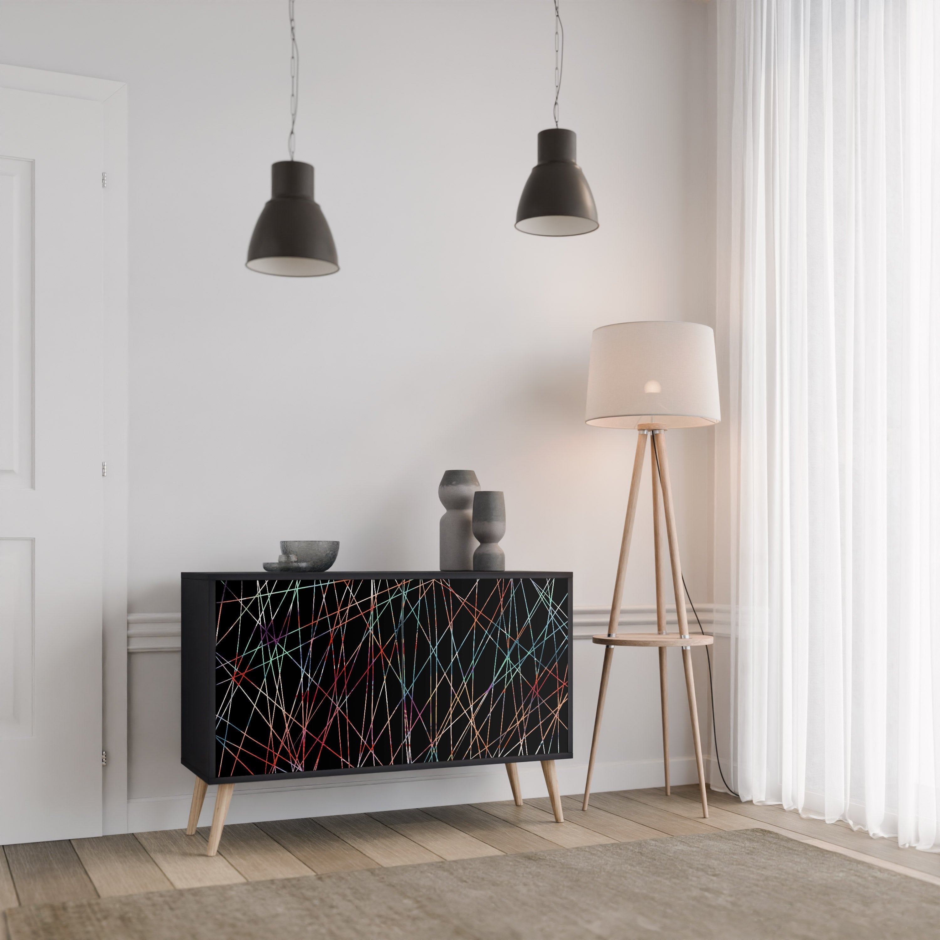 LUMINOUS SNARE Sideboard mit 2 Türen in Schwarz
