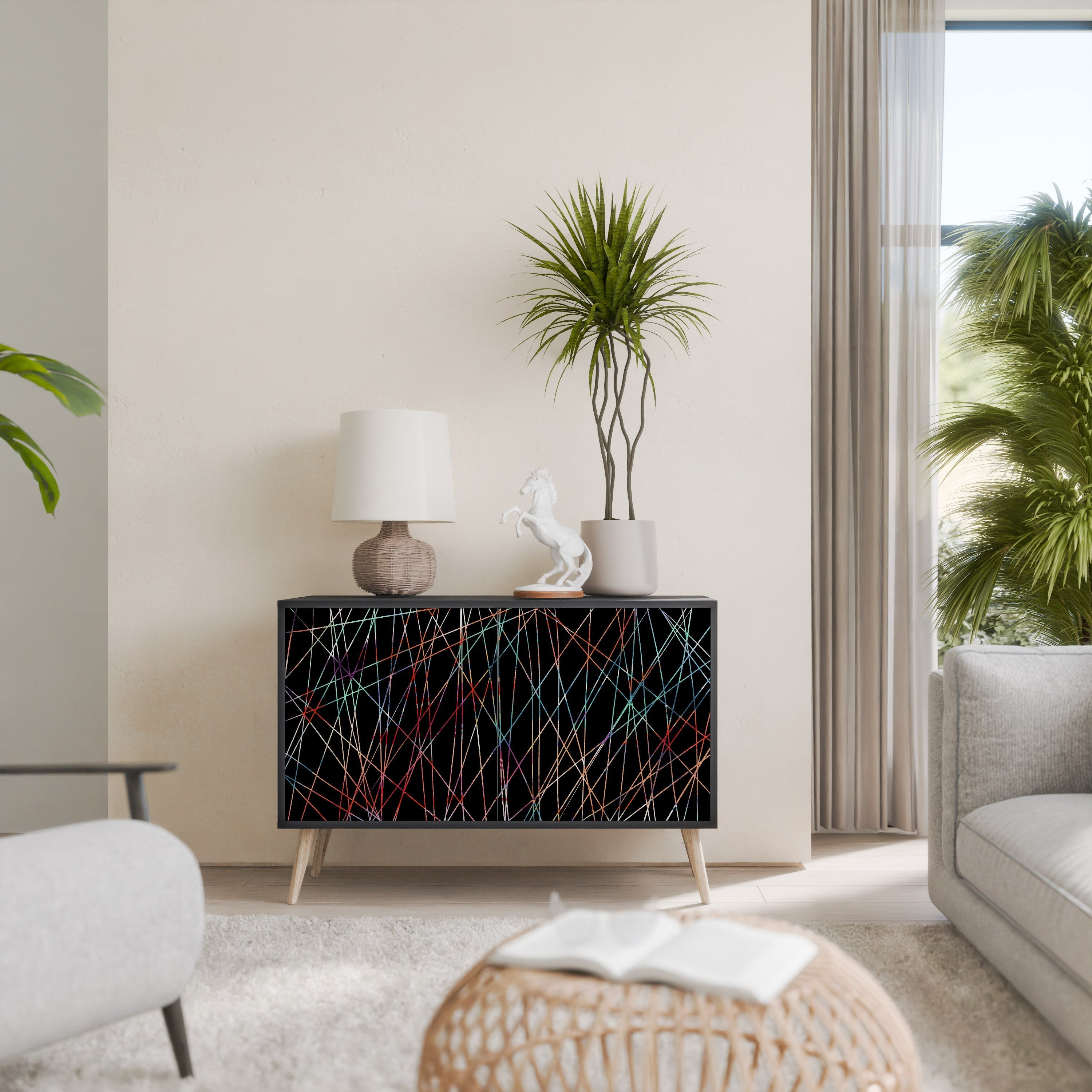 LUMINOUS SNARE Sideboard mit 2 Türen in Schwarz