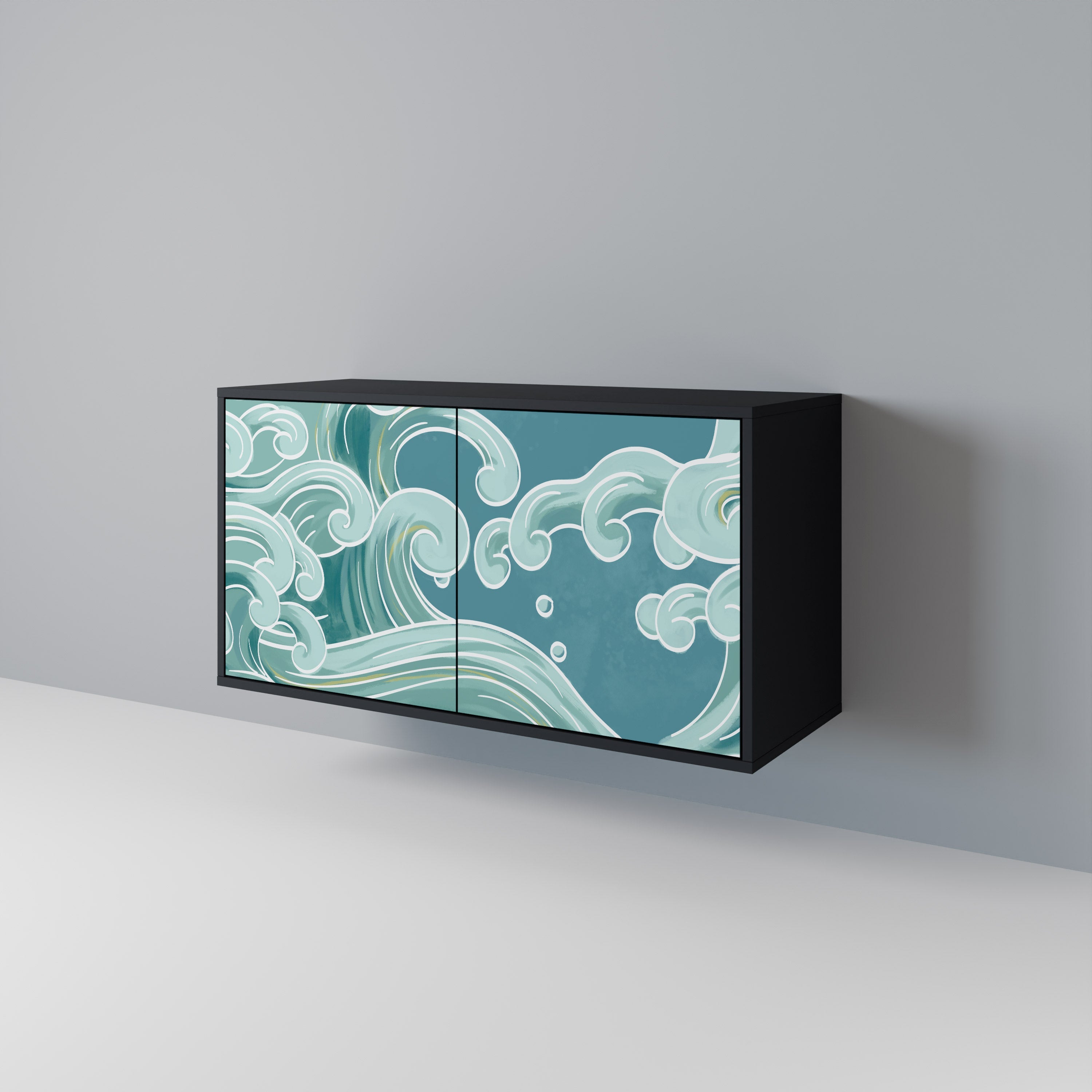 ASIAN SWAY Sideboard mit 2 Türen in Schwarz