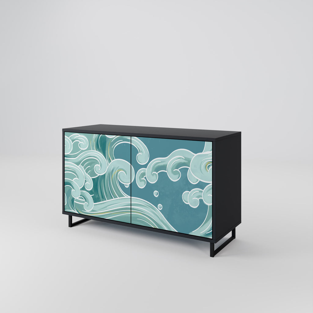 ASIAN SWAY Sideboard mit 2 Türen in Schwarz