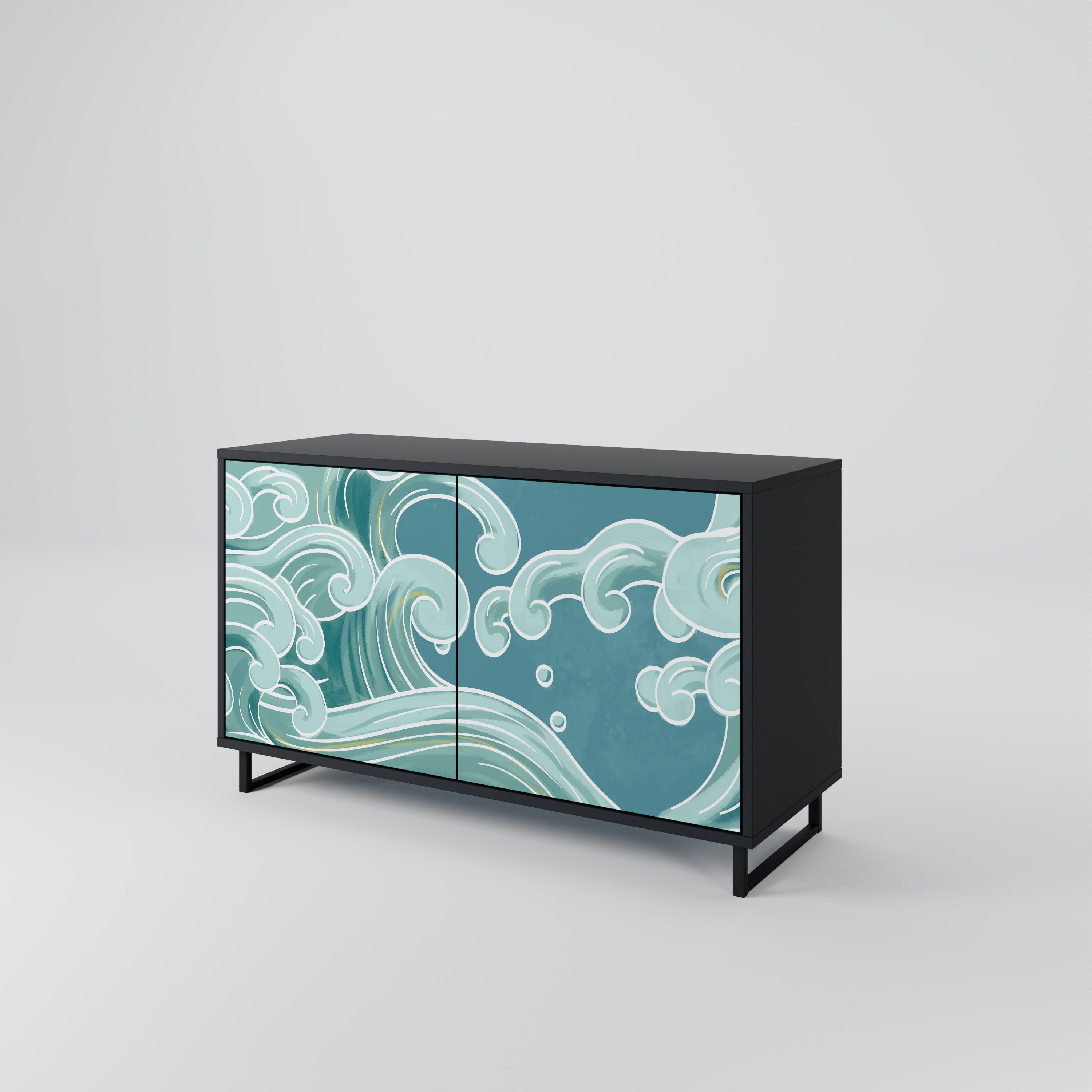 ASIAN SWAY Sideboard mit 2 Türen in Schwarz