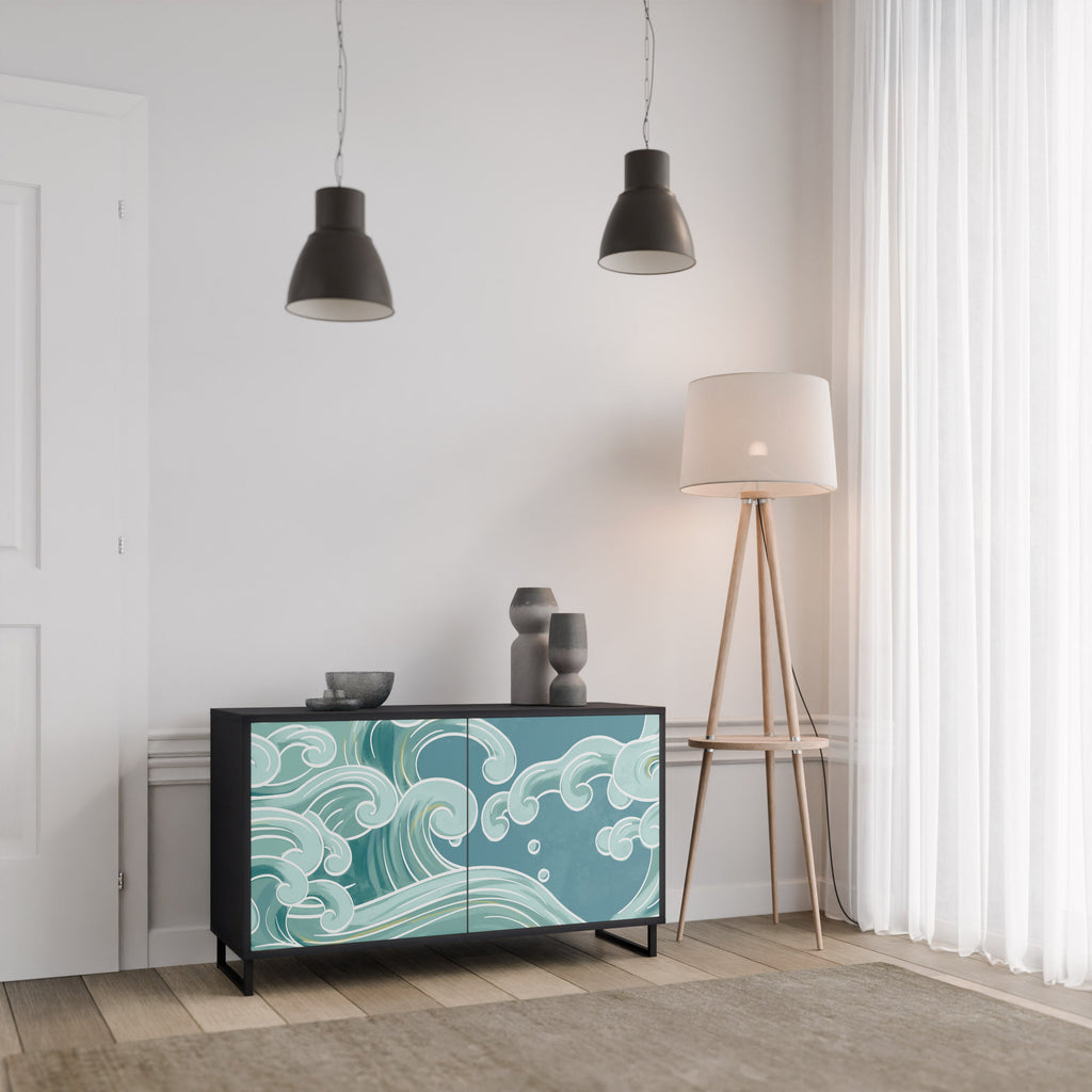 ASIAN SWAY Sideboard mit 2 Türen in Schwarz