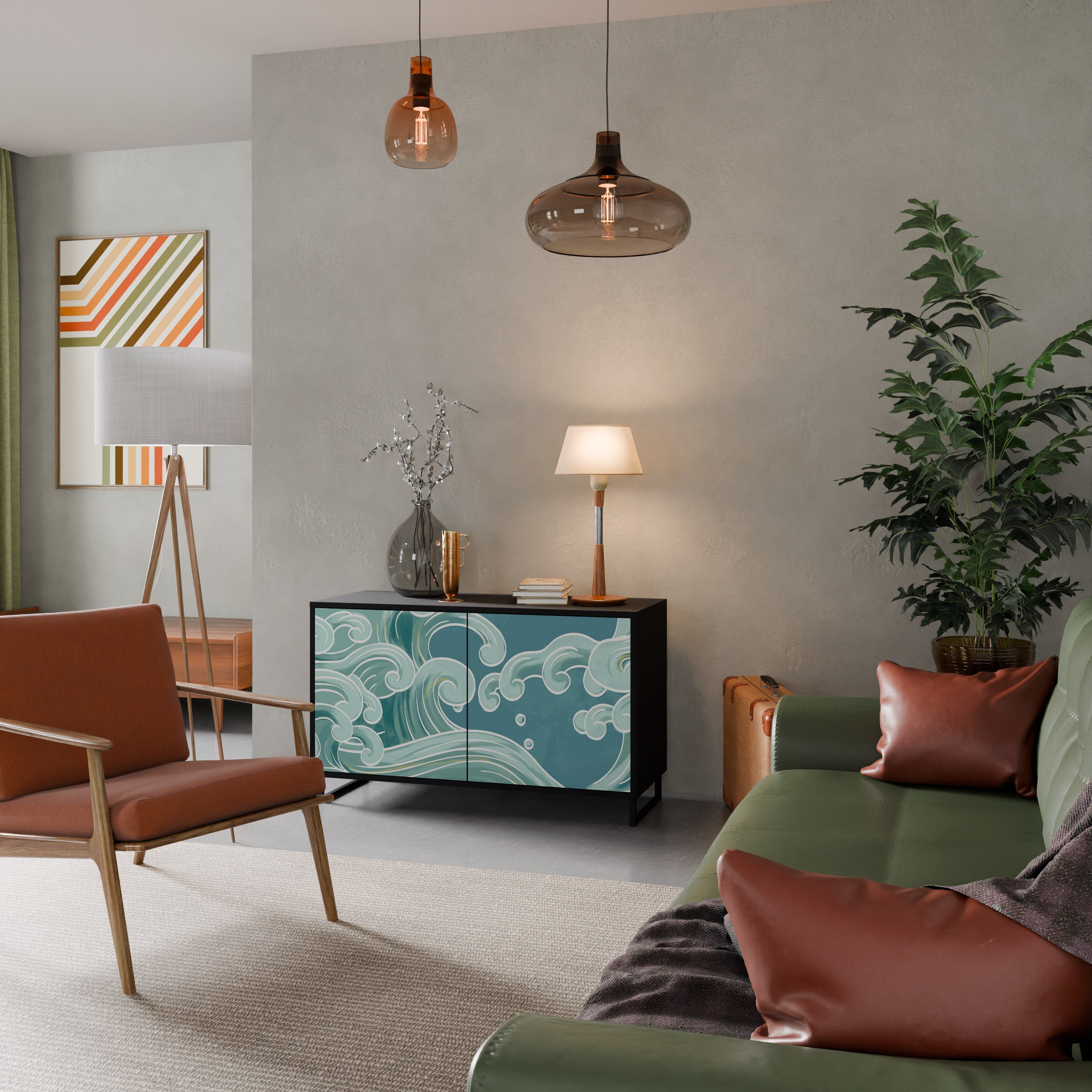 ASIAN SWAY Sideboard mit 2 Türen in Schwarz