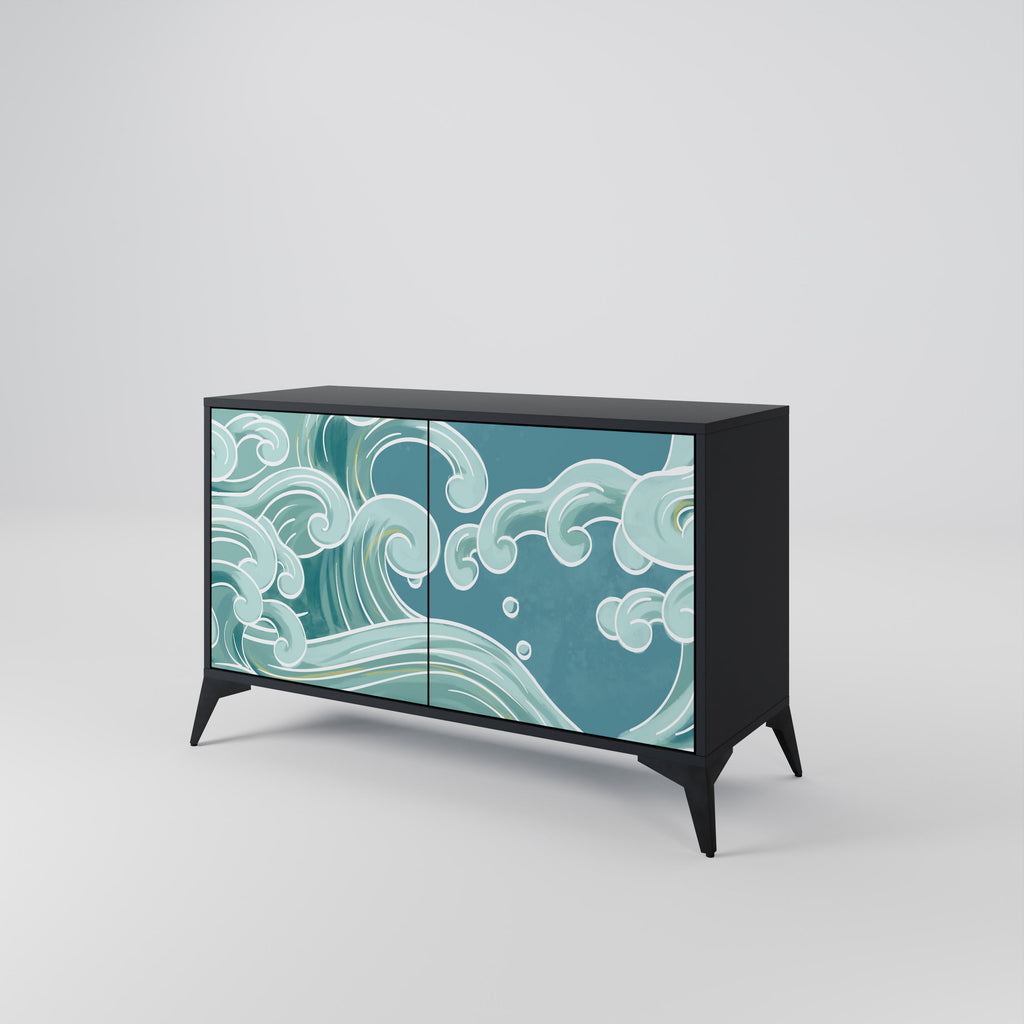 ASIAN SWAY Sideboard mit 2 Türen in Schwarz