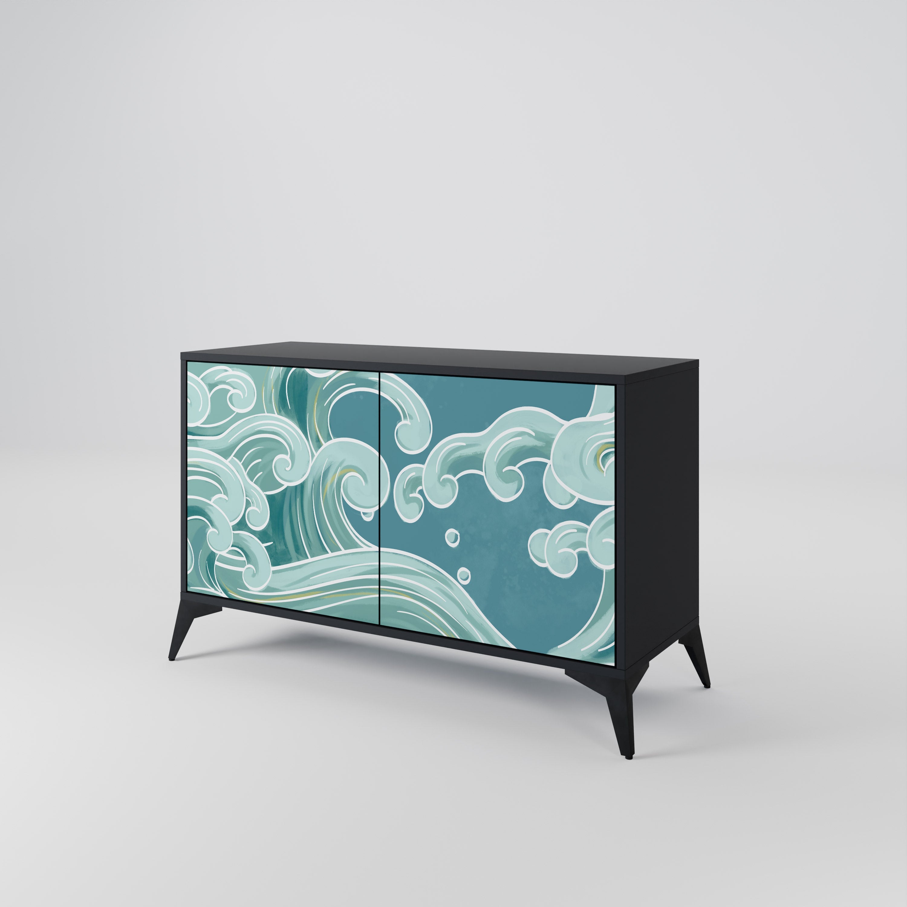 ASIAN SWAY Sideboard mit 2 Türen in Schwarz