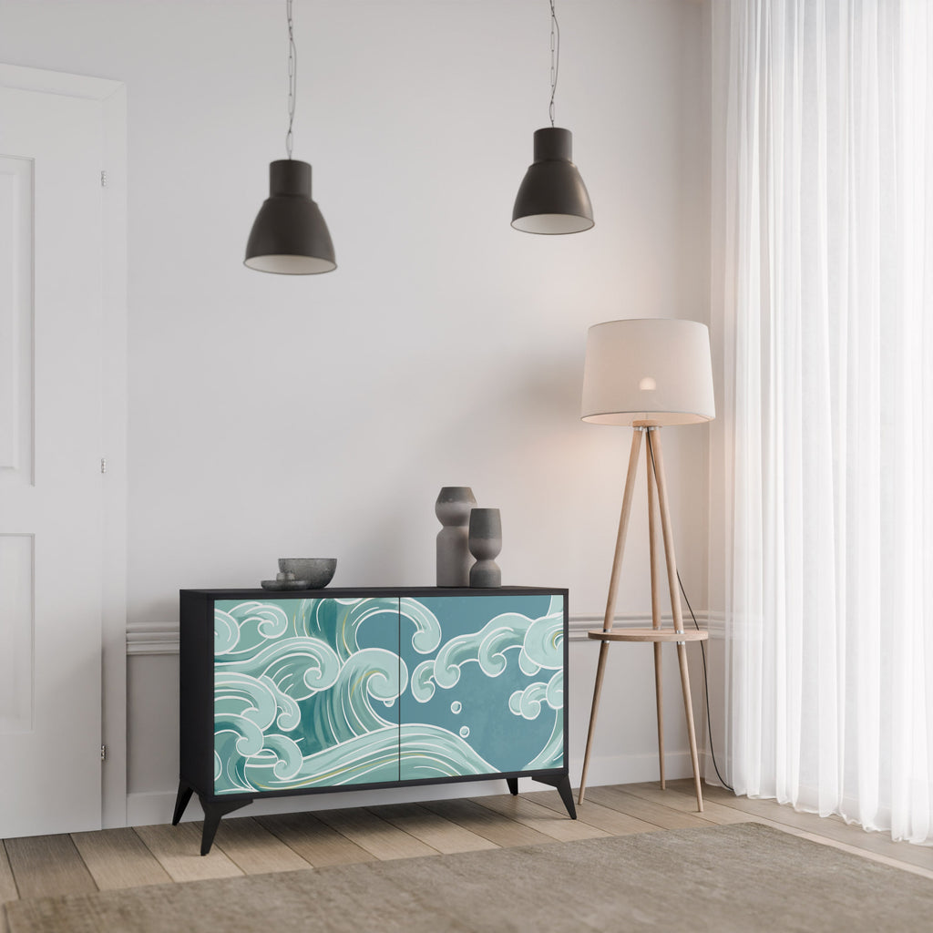 ASIAN SWAY Sideboard mit 2 Türen in Schwarz