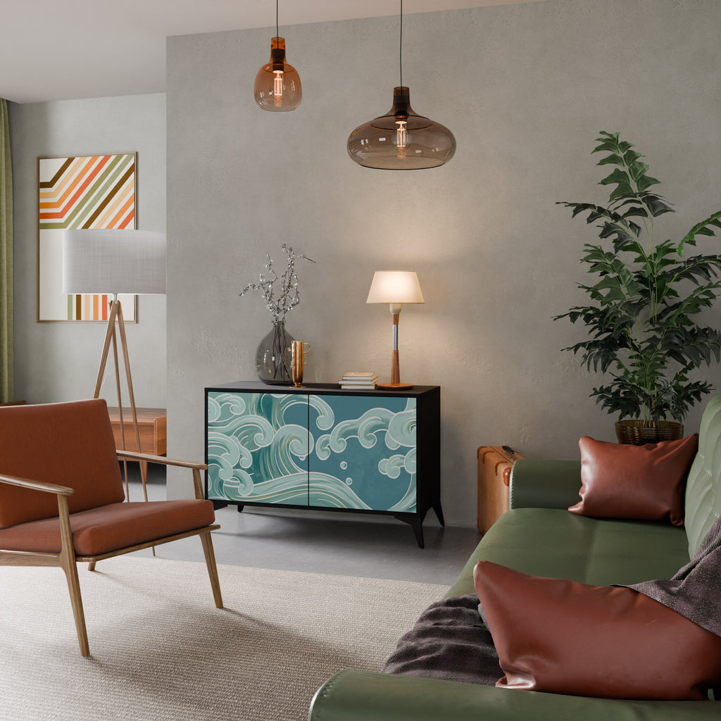 ASIAN SWAY Sideboard mit 2 Türen in Schwarz