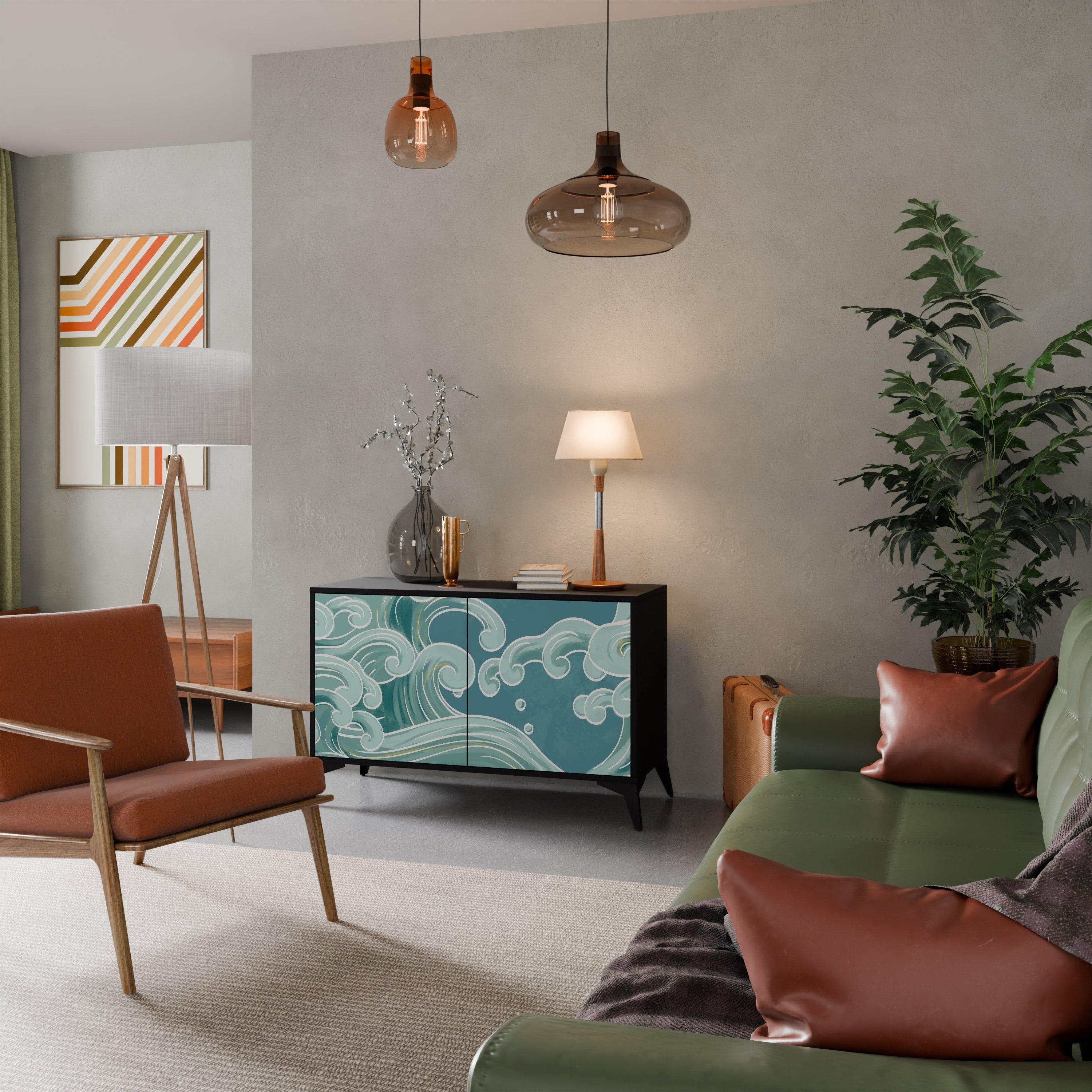 ASIAN SWAY Sideboard mit 2 Türen in Schwarz