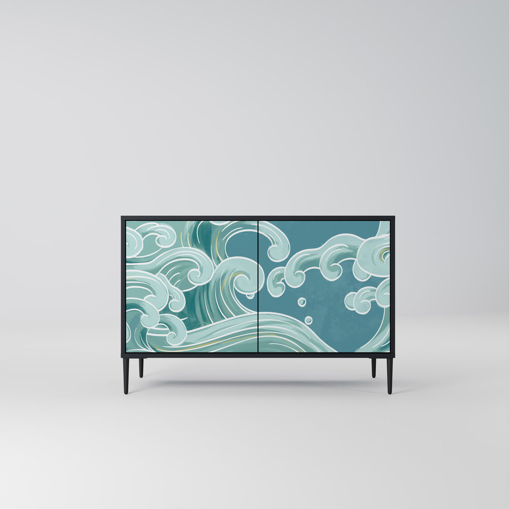 ASIAN SWAY Sideboard mit 2 Türen in Schwarz