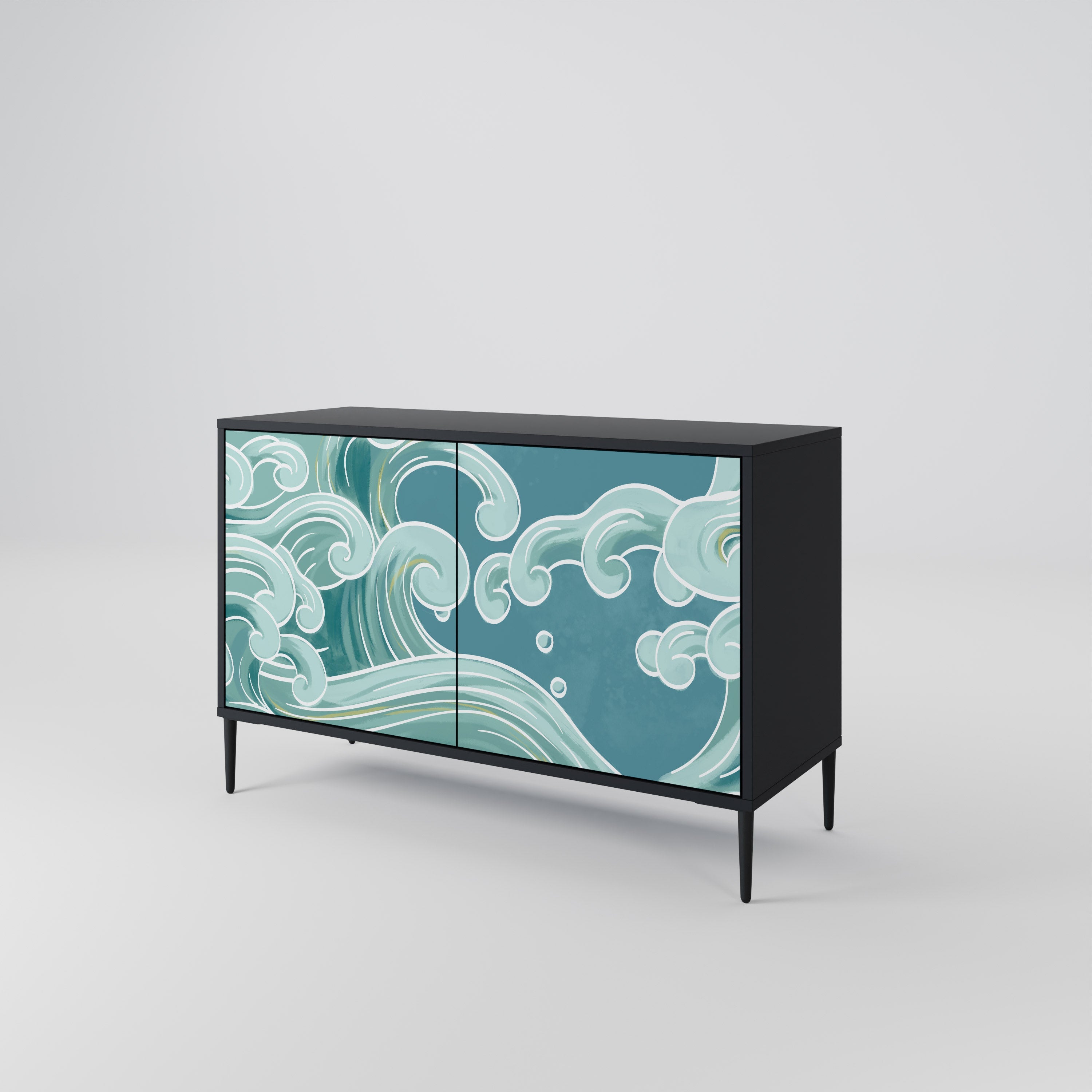 ASIAN SWAY Sideboard mit 2 Türen in Schwarz
