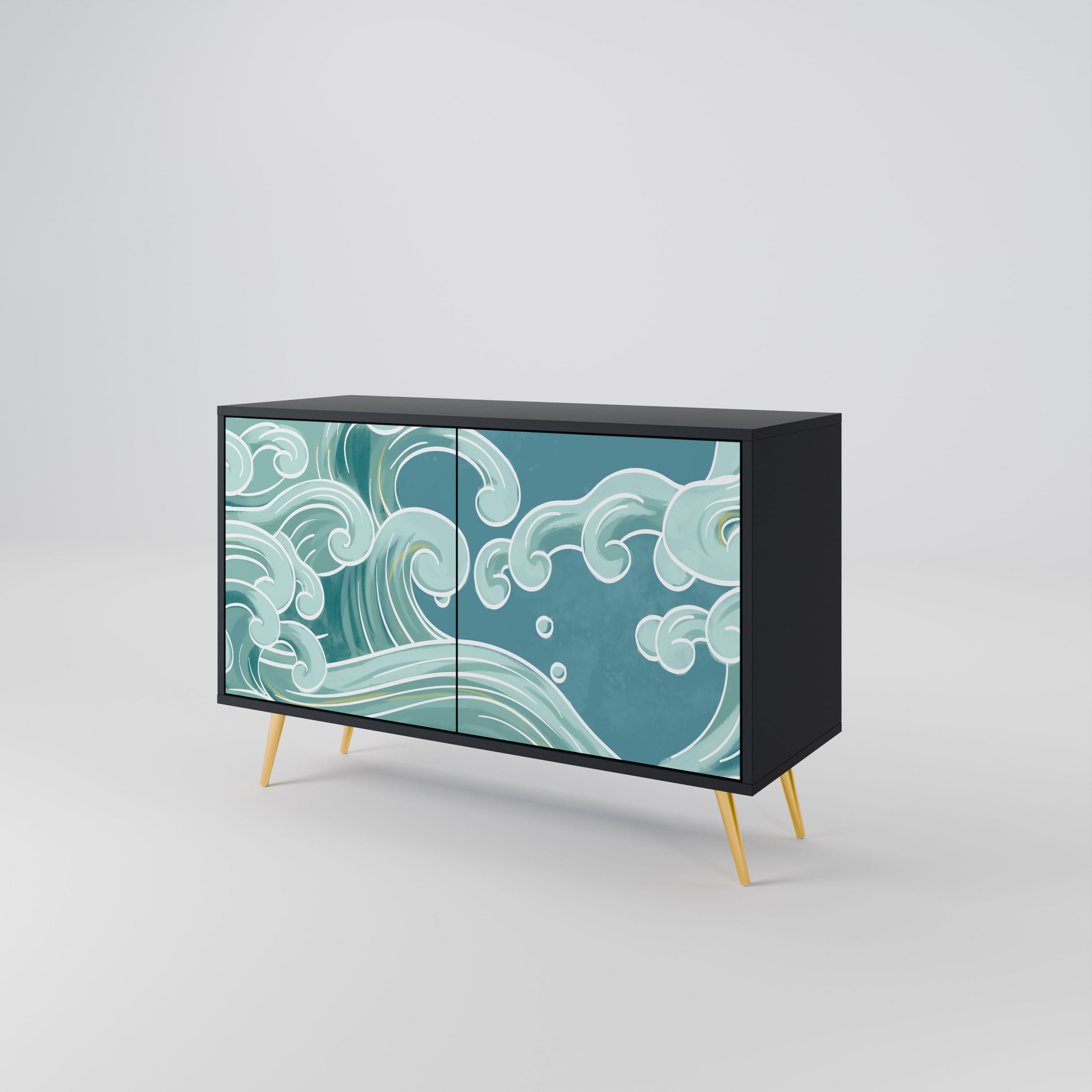 ASIAN SWAY Sideboard mit 2 Türen in Schwarz