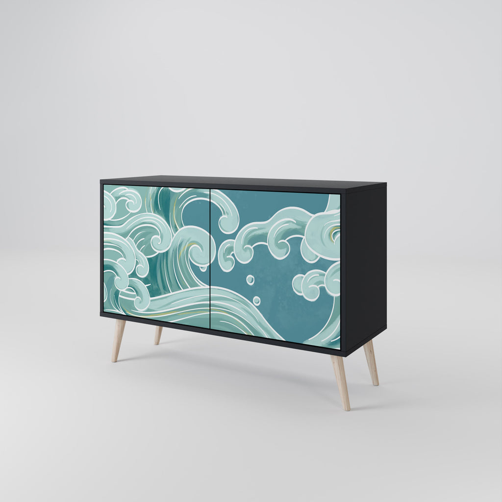ASIAN SWAY Sideboard mit 2 Türen in Schwarz