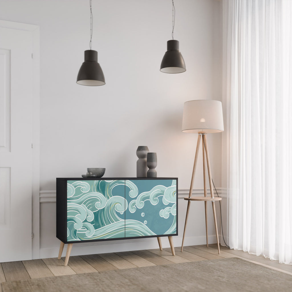 ASIAN SWAY Sideboard mit 2 Türen in Schwarz