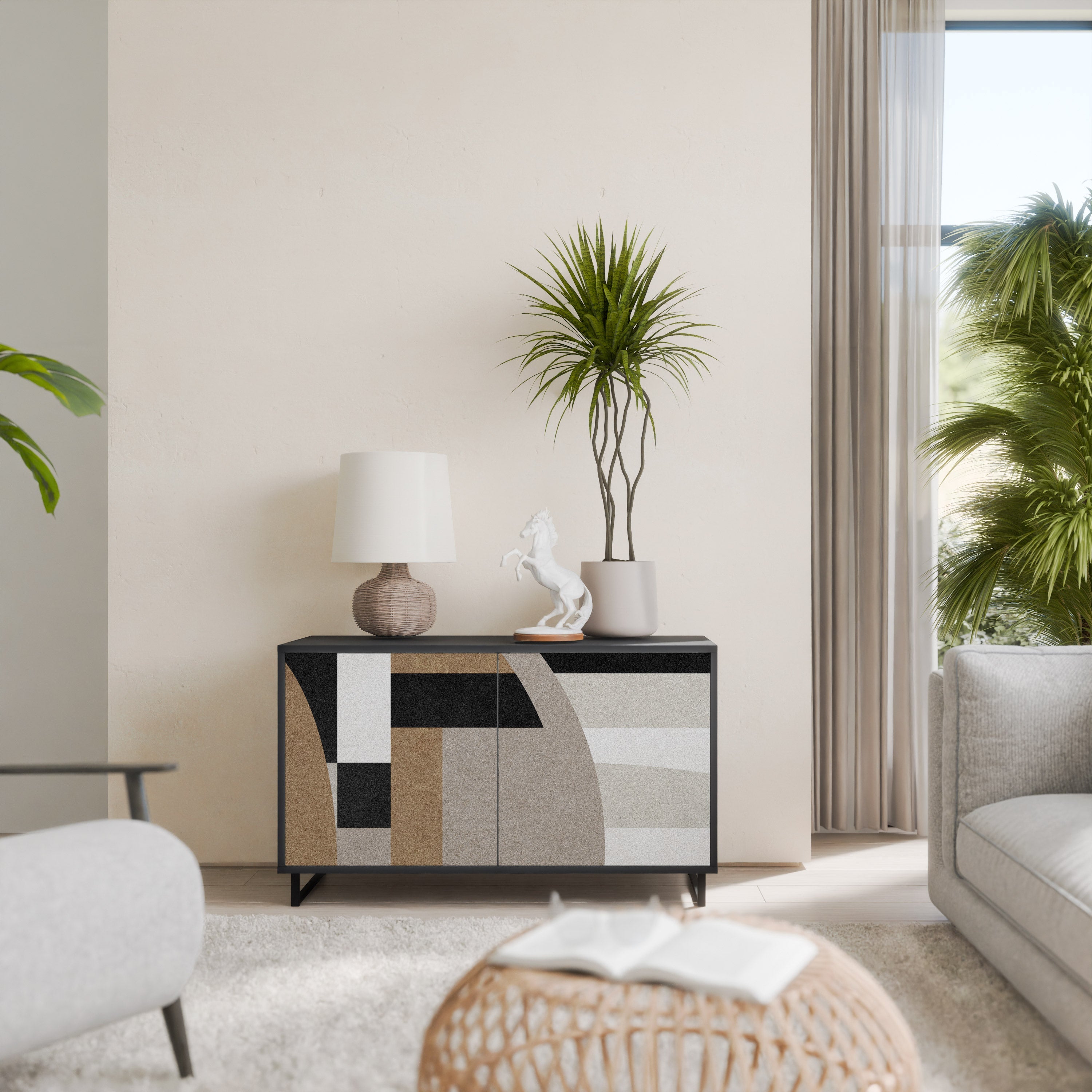 DELICATE MEMENTO Sideboard mit 2 Türen in Schwarz