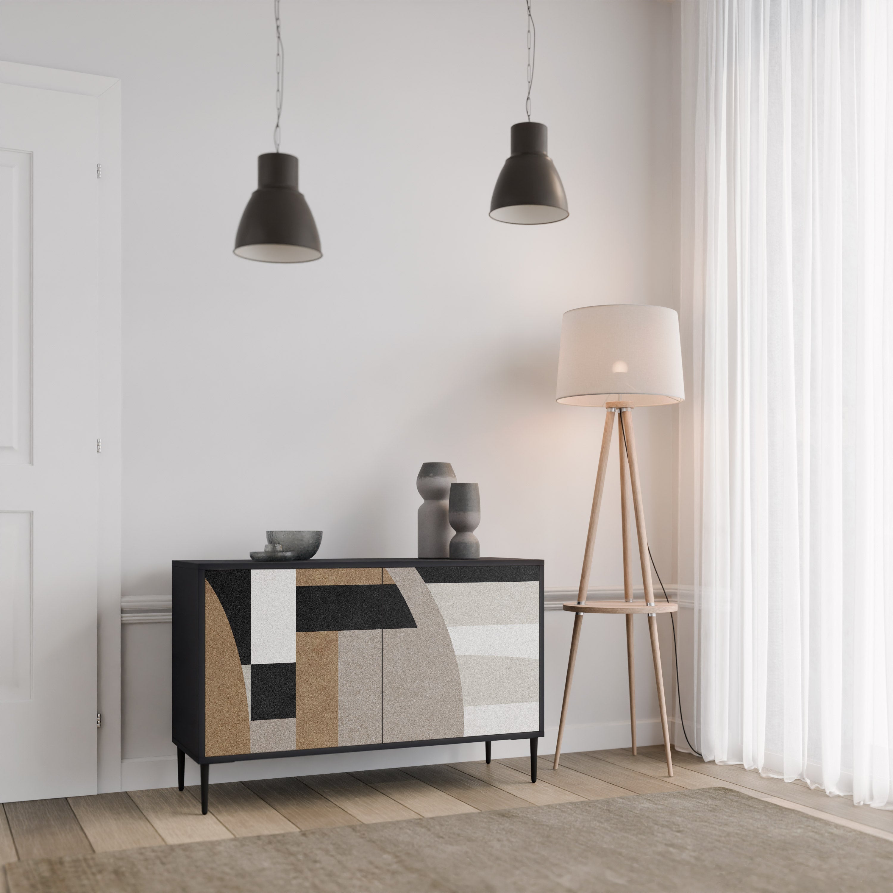 DELICATE MEMENTO Sideboard mit 2 Türen in Schwarz