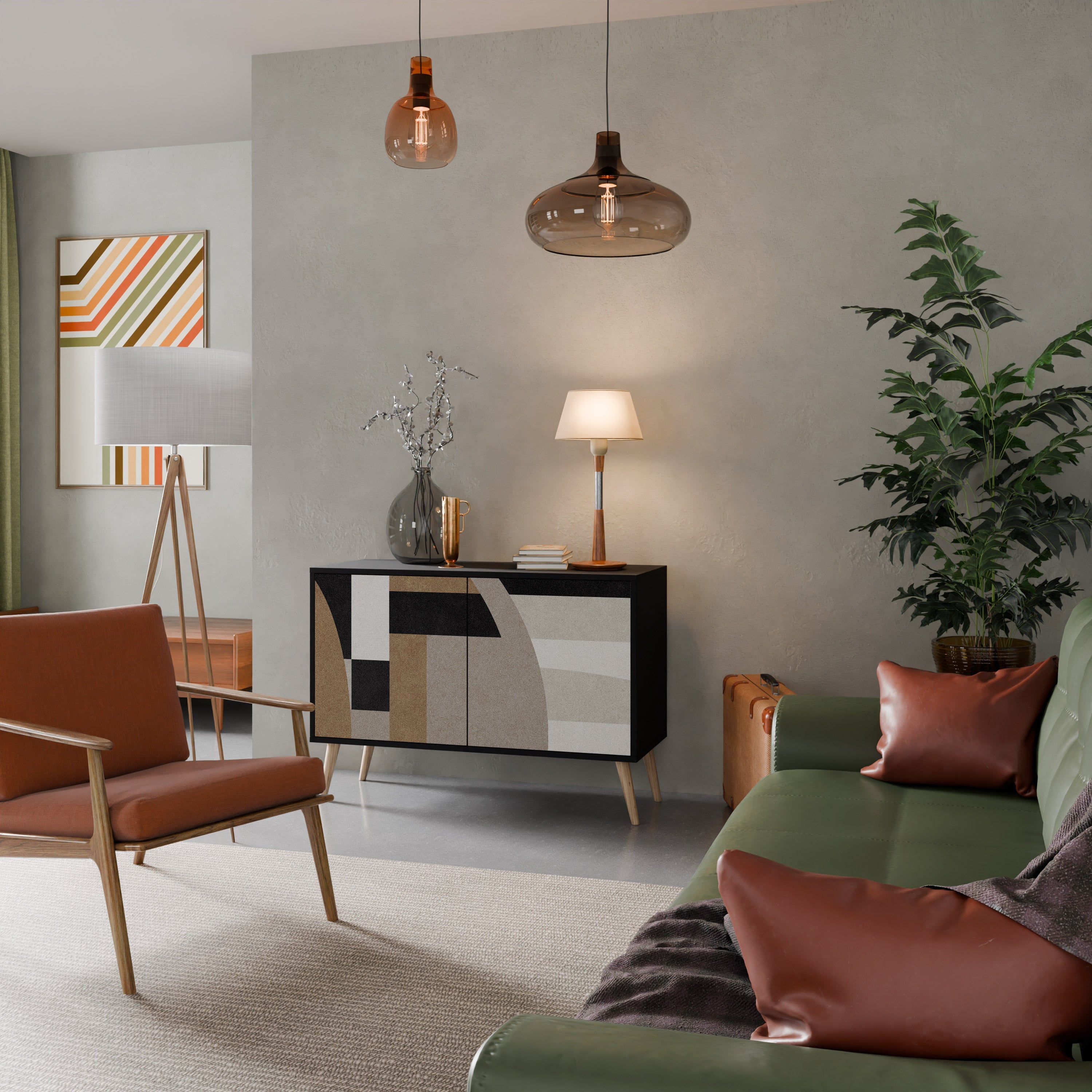 DELICATE MEMENTO Sideboard mit 2 Türen in Schwarz