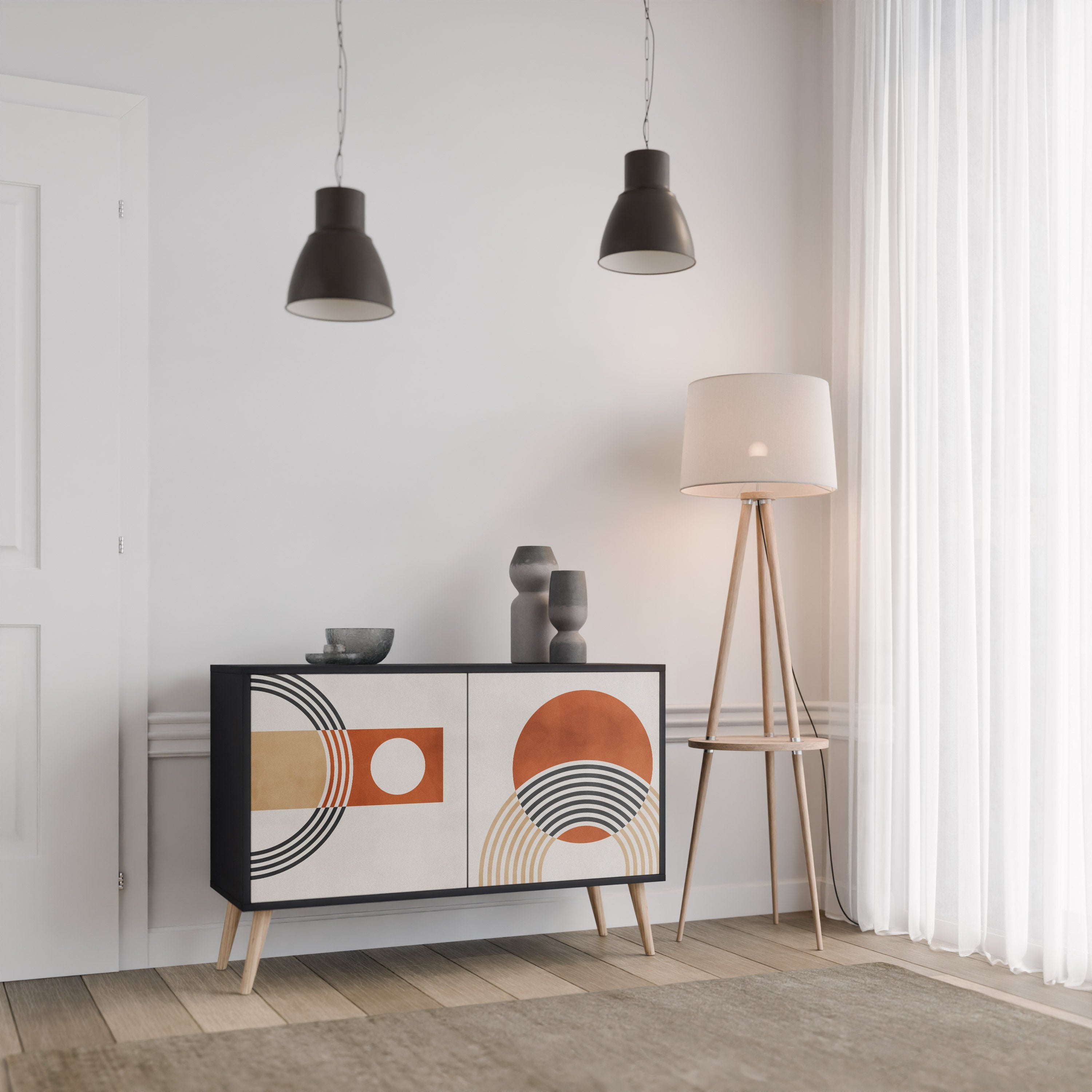 SPACE AROUND Sideboard mit 2 Türen in Schwarz