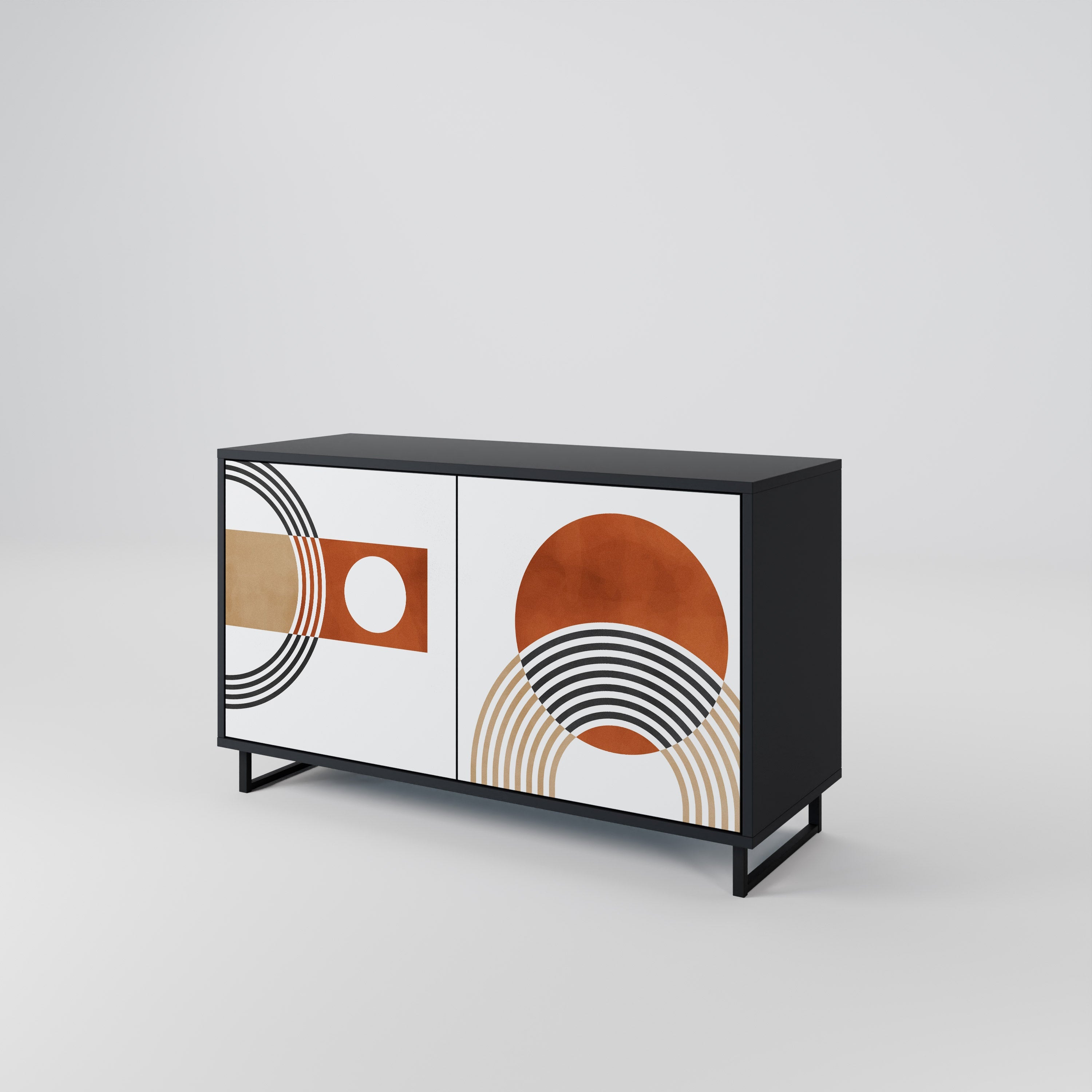 CIRCLE RHYTM Sideboard mit 2 Türen in Schwarz