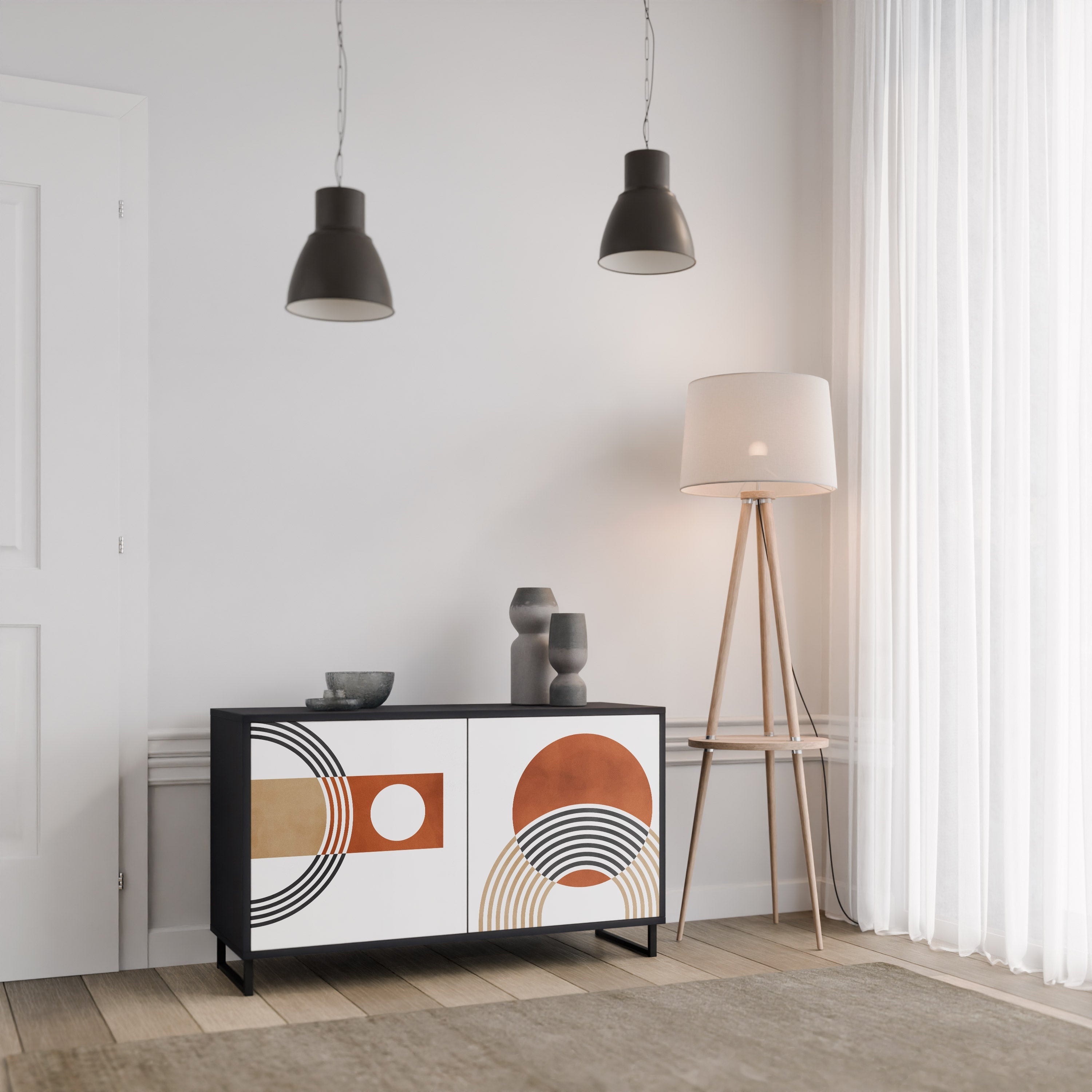 CIRCLE RHYTM Sideboard mit 2 Türen in Schwarz